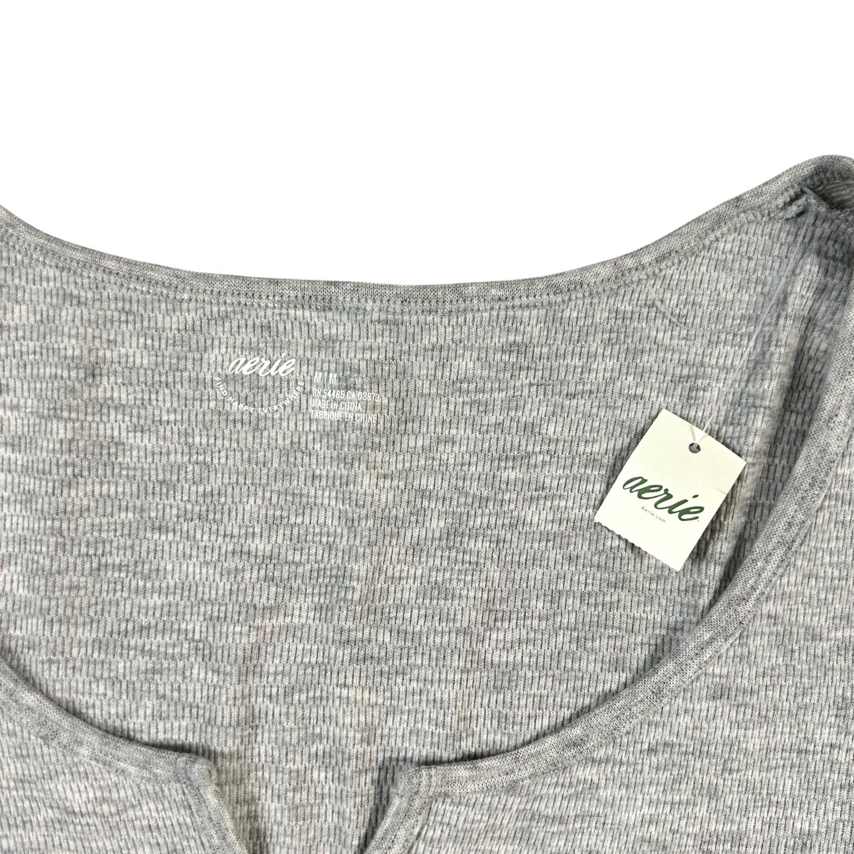 Vintage Aerie Bodysuit Shirt Womens Gray Short Sleeve Size M Adult Regular Stretch Snap VINTAGE: No Size M / US 6-8 / IT 42-44 - 2 Thumbnail