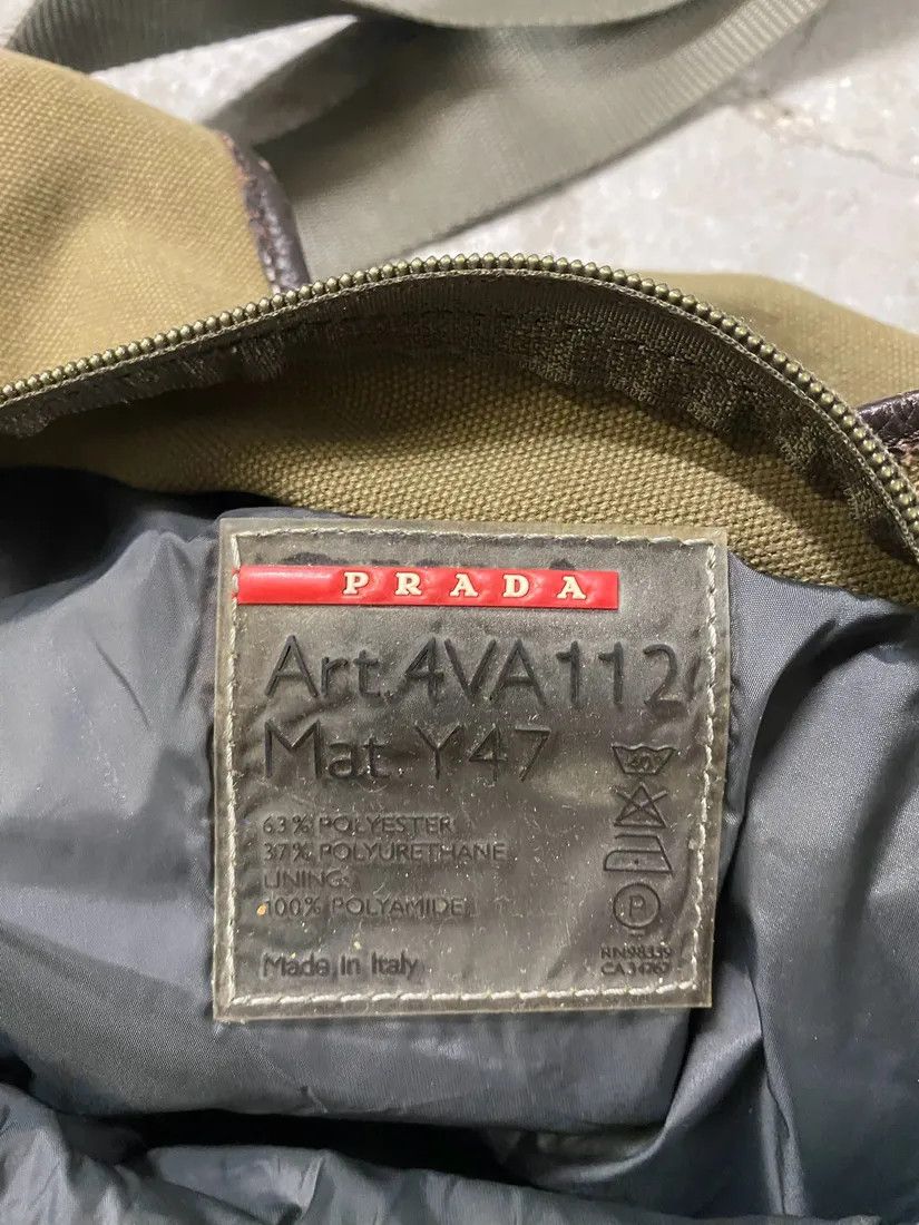 Prada × Vintage 2000s Prada Olive Military Hybrid Leather Shoulder Bag Size ONE SIZE - 5 Thumbnail