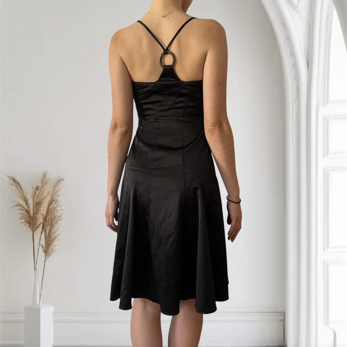 Just Cavalli Just Cavalli Black Satin Mini Dress (S) Coquette Y2k Size S / US 4 / IT 40 - 2 Thumbnail