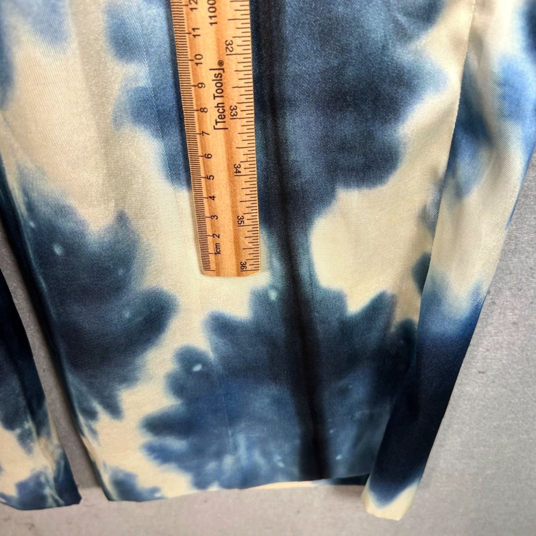 Zara Zara Womens Size Small Tie-Dye Pleated Wide-Leg Pants Blue/White Size 28" / US 6 / IT 42 - 5 Thumbnail