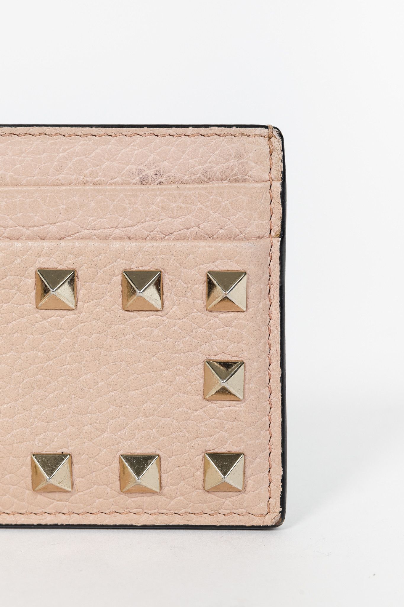 Valentino Valentino Garavani Peach Rockstud Leather Card Holder Size ONE SIZE - 5 Thumbnail