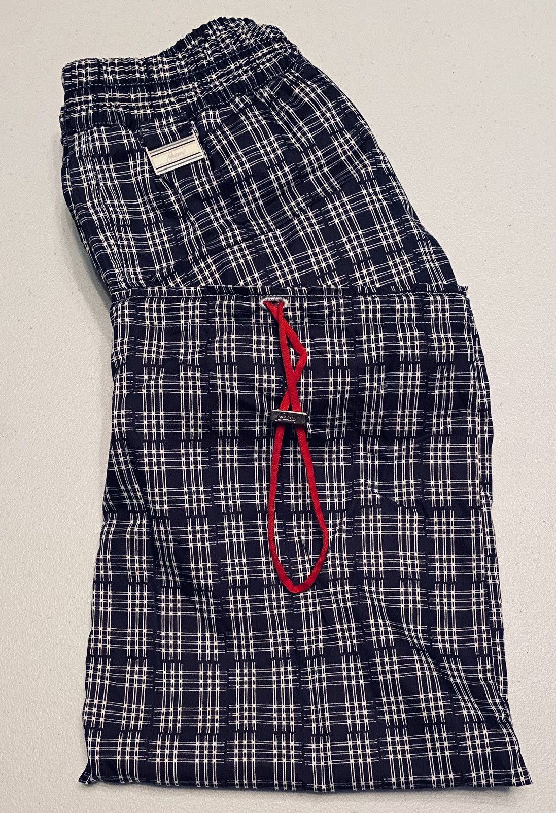 Brioni Brioni 🇮🇹 Dk Blue Check Logo Ornament Resort Swim Trunk L NWT Size US 38 / EU 54 - 1 Thumbnail