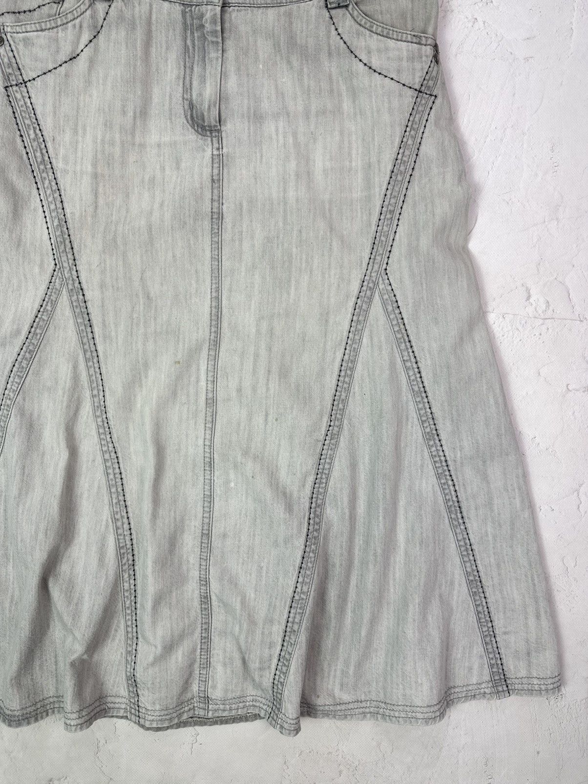 Beauty Beast × If Six Was Nine × Vintage Vintage Washed Grey Denim Flared Skirt Size 34" / US 12 / IT 48 - 3 Thumbnail