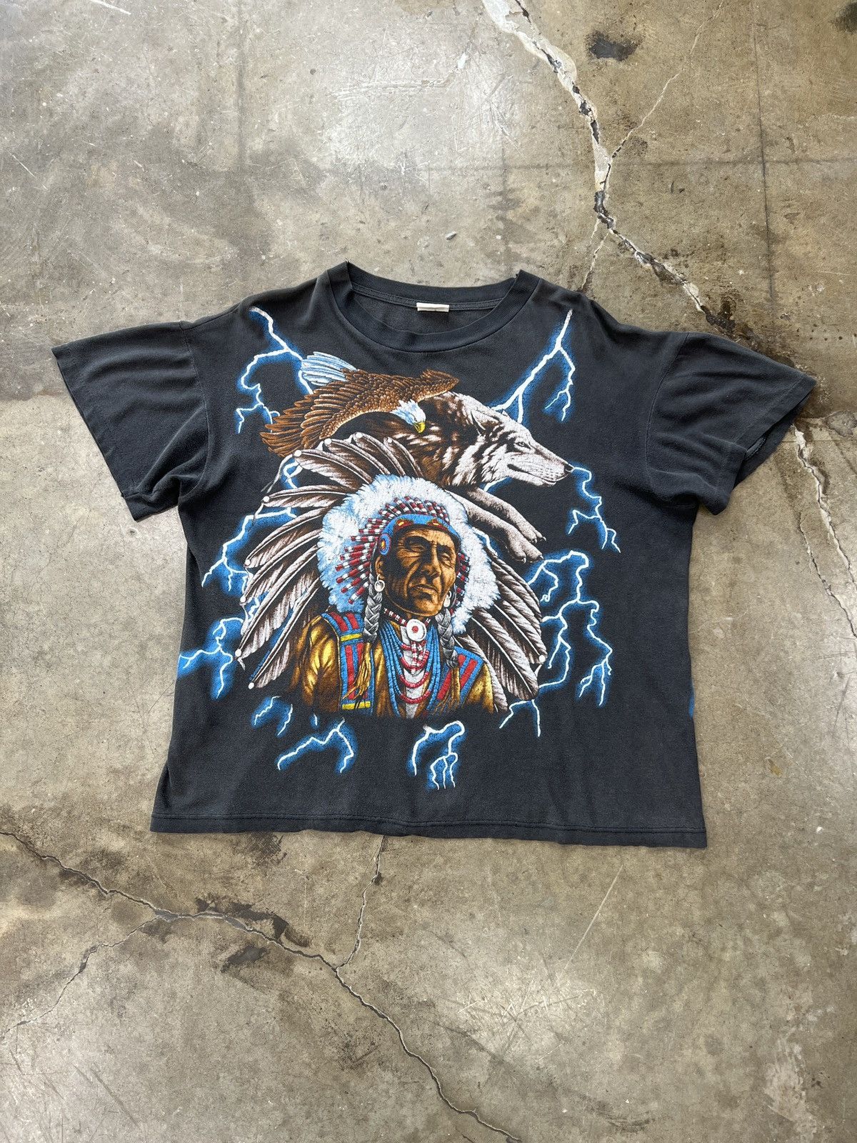 Vintage Vintage American Thunder Native American Eagle Tee Large Size US L / EU 52-54 / 3 - 2 Thumbnail