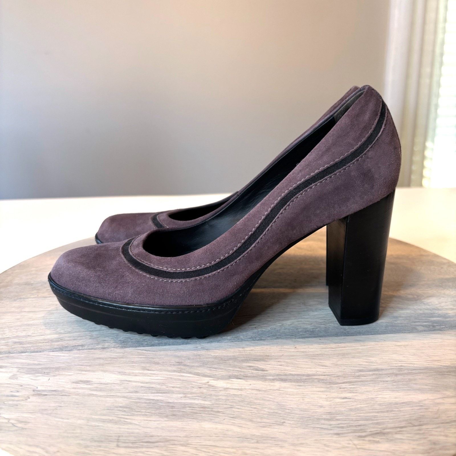Tod's Tod's Suede Pumps Purple Block Heel Italy EU 37 US Size 7 Size US 7 / IT 37 - 2 Thumbnail