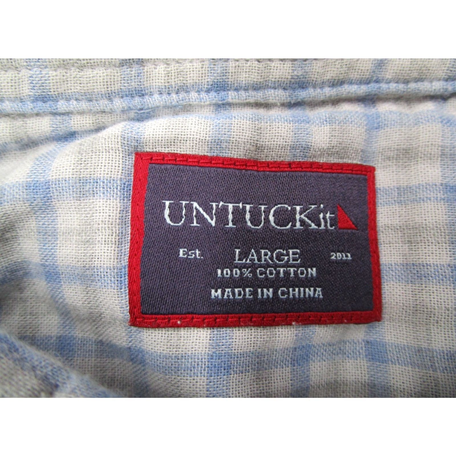 UNTUCKit VINTAGE UNTUCKit Men's Shirt Large Blue Check Casual Button-Up Long Sleeve Cotton Fall Spring Summer Winter Classic Brand Size US L / EU 52-54 / 3 - 3 Thumbnail