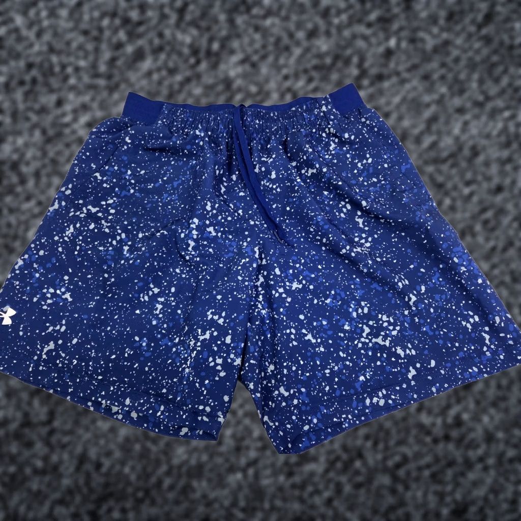 Under Armour Under Armour Mens Loose Running Shorts Pockets Drawstring Size Large Blue/White (8193) Size US 33 - 1 Thumbnail
