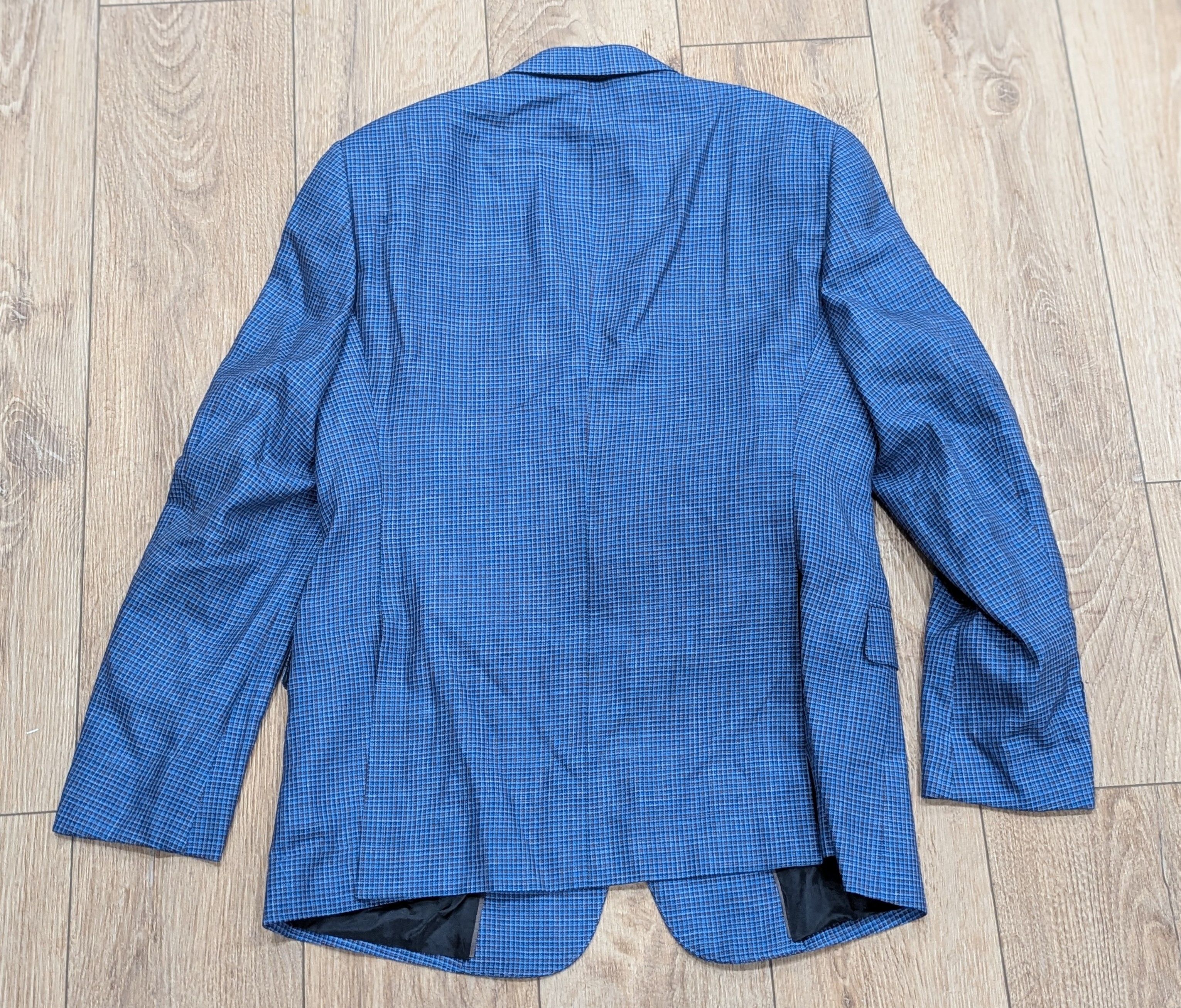Giorgio Armani GIORGIO ARMANI Wool/Silk/Linen Check Blazer Blue 50 US 40R Size 40R - 5 Thumbnail