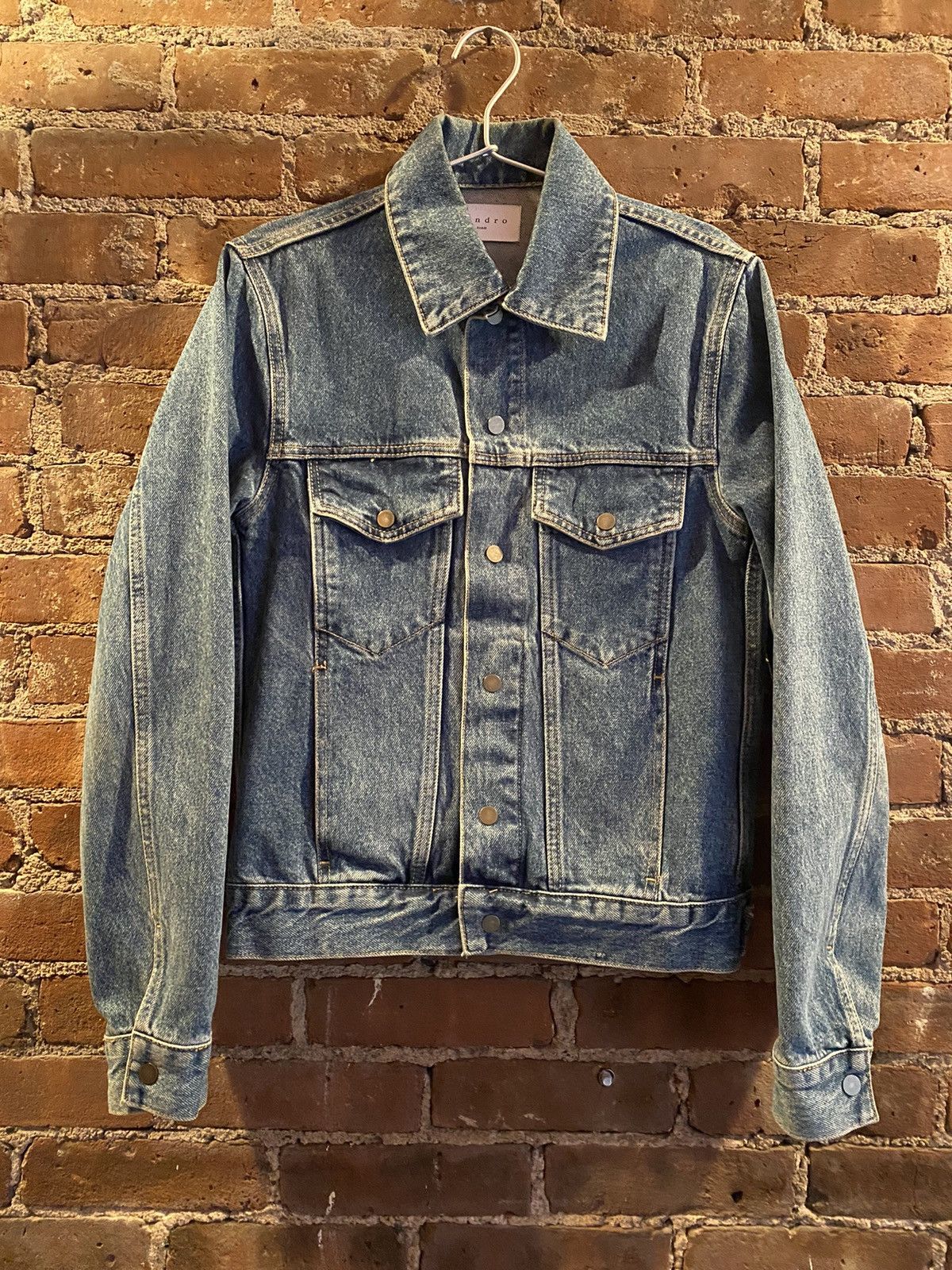 image of Sandro Paris Classic Denim Jacket in Blue, Men's (Size Small)