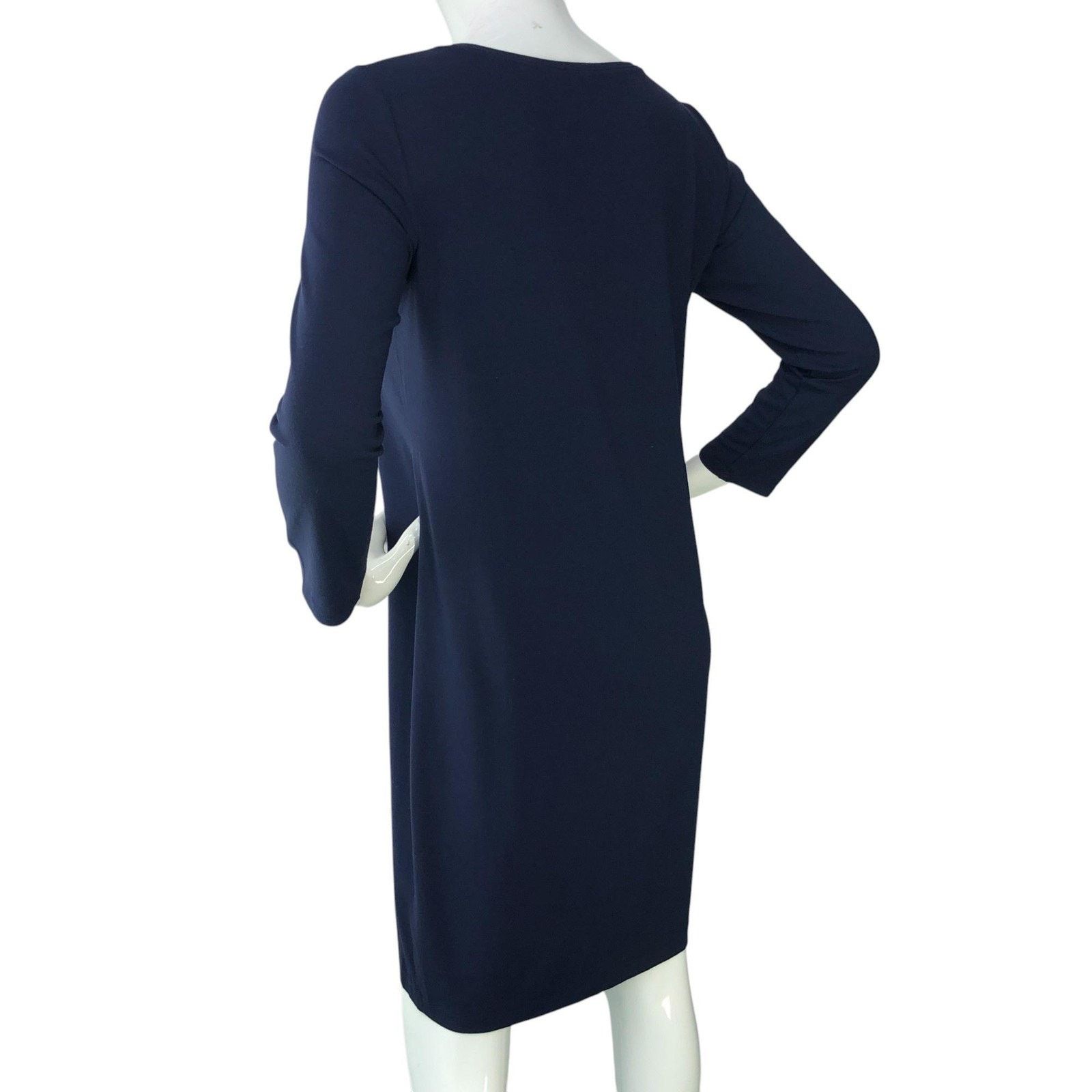 Eileen Fisher Eileen Fisher Dress S Navy Blue Long Sleeve V Neck Stretch Size S / US 4 / IT 40 - 6 Thumbnail