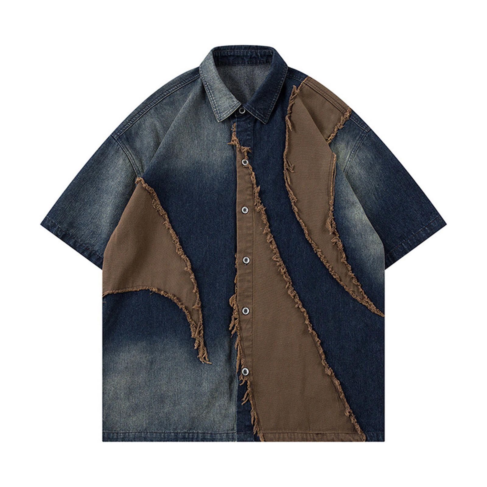 Vintage Jean Patchwork Denim Shirt Size US M / EU 48-50 / 2 - 1 Thumbnail
