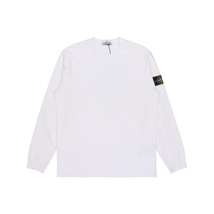 Stone Island White Fleece Crewneck Sweatshirt