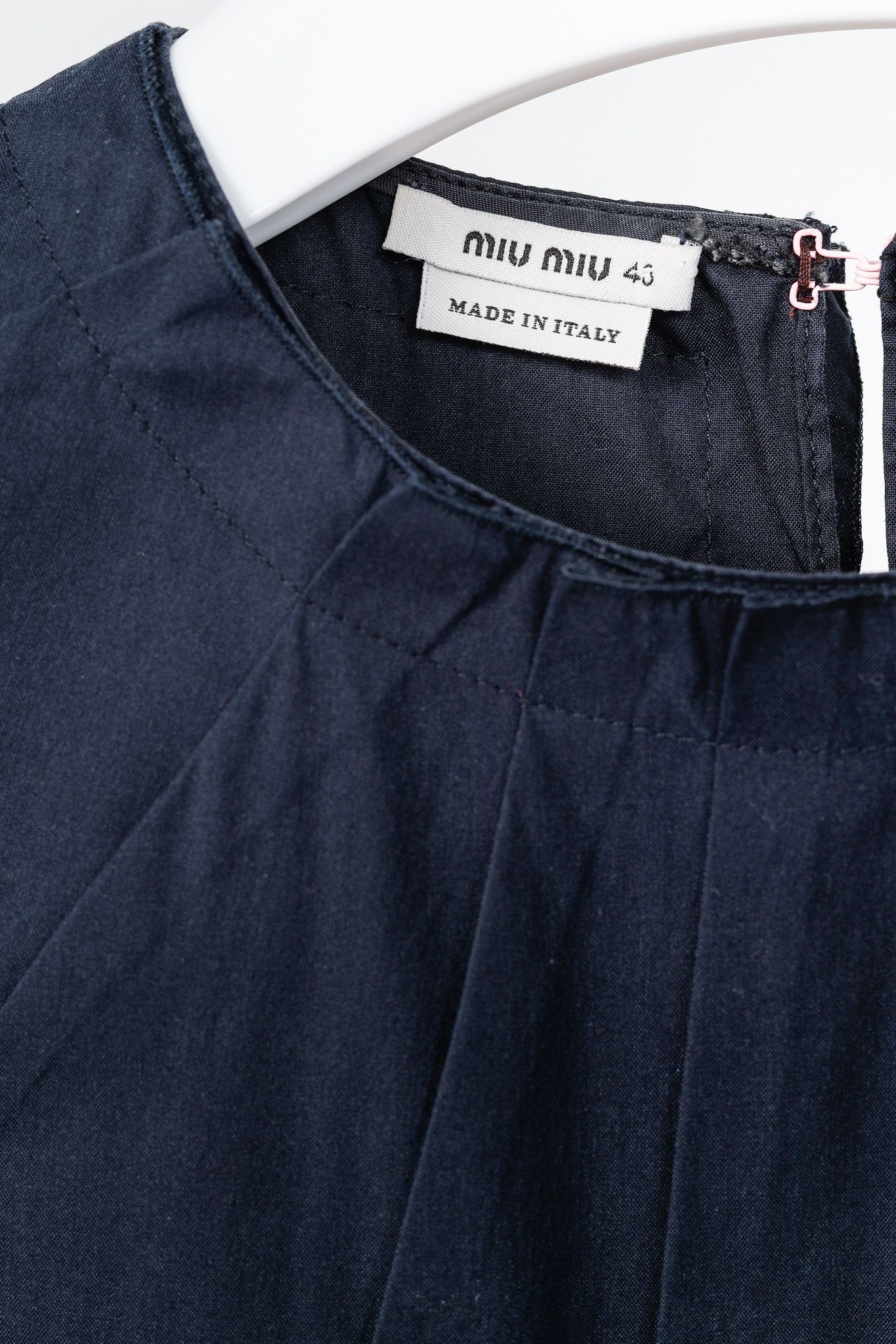 Miu Miu Miu Miu Navy Cotton Ruffled-Hem Mini Dress Size S / US 4 / IT 40 - 4 Thumbnail