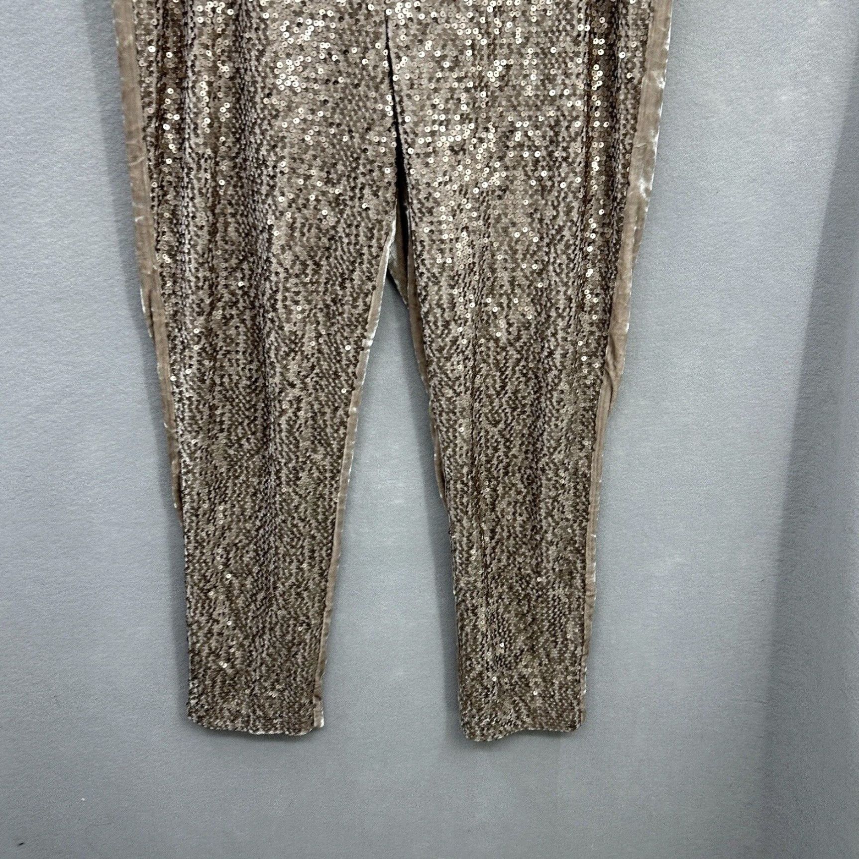 Vintage Chico's Sequin Velour Tapered Ankle Pants Womens Large Beige Casual 90s Size 36" / US 14 / IT 50 - 4 Thumbnail