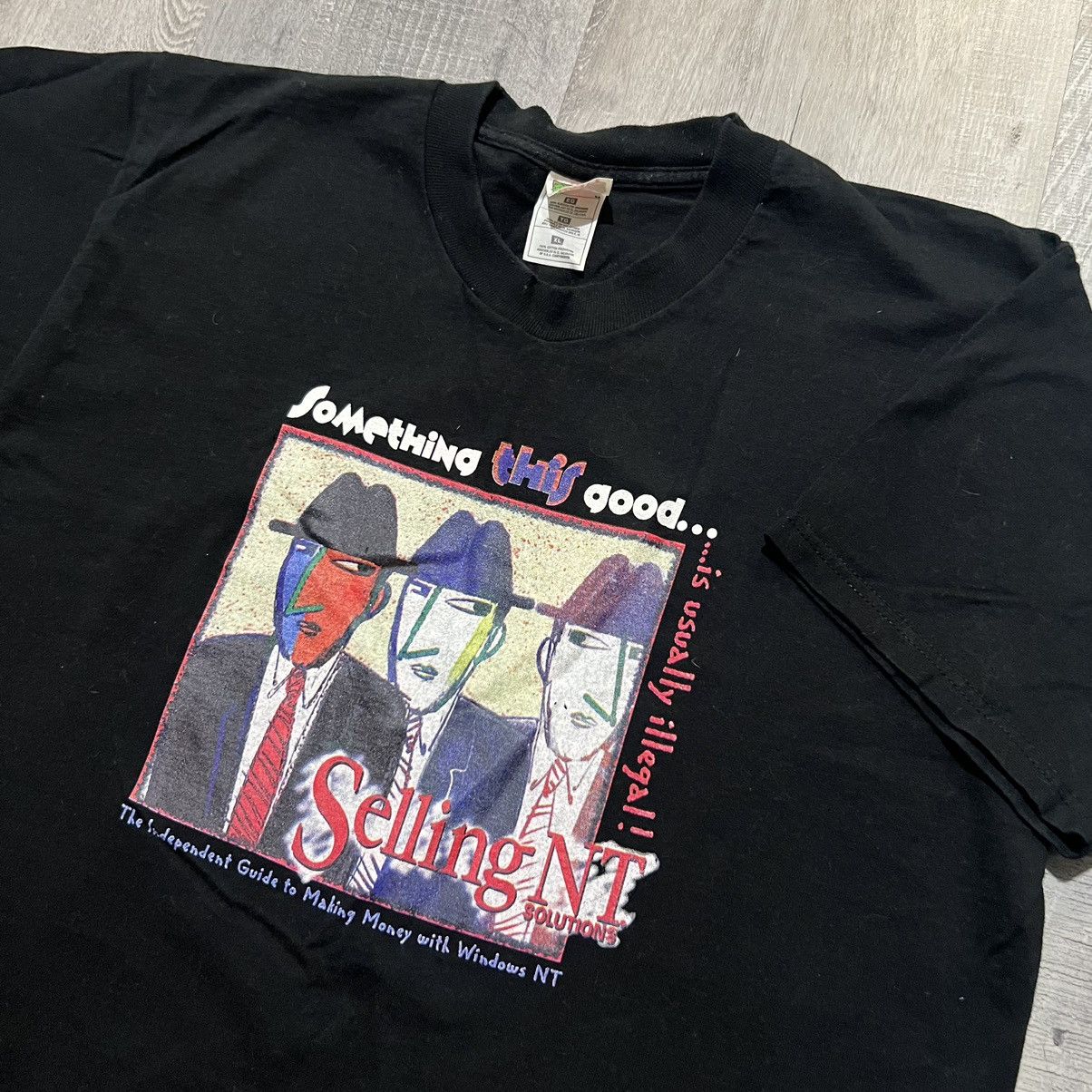 Fruit Of The Loom × Vintage VTG Windows NT Solutions Black Computer Tech T Shirt Size US XL / EU 56 / 4 - 3 Thumbnail