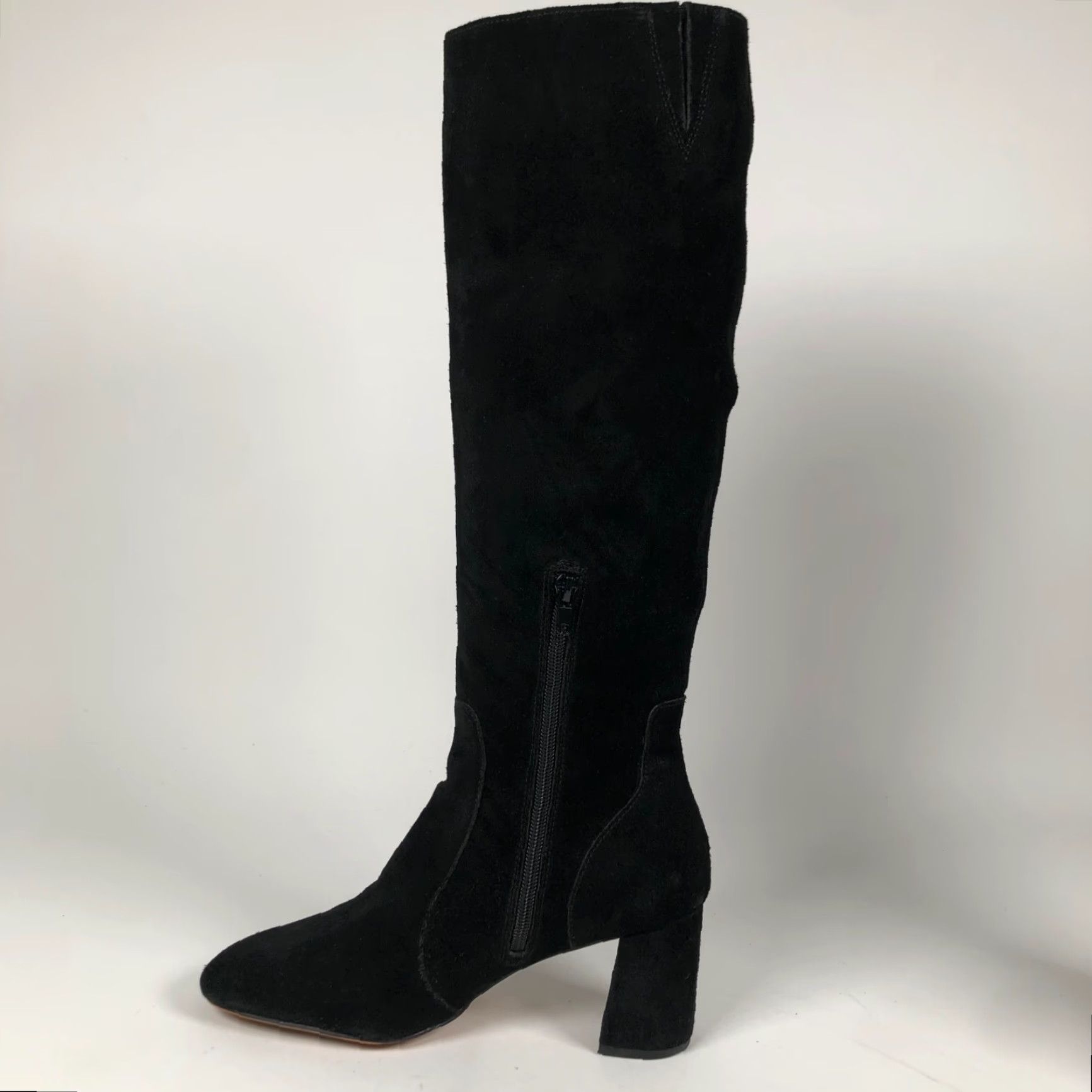 Vintage Essex Lane El Gano Boots Womens Size 7 M Black Suede Knee High Zip Block Heel Platform City Clubwear Disco Going Out Gothic Retro Size US 7 / IT 37 - 6 Thumbnail