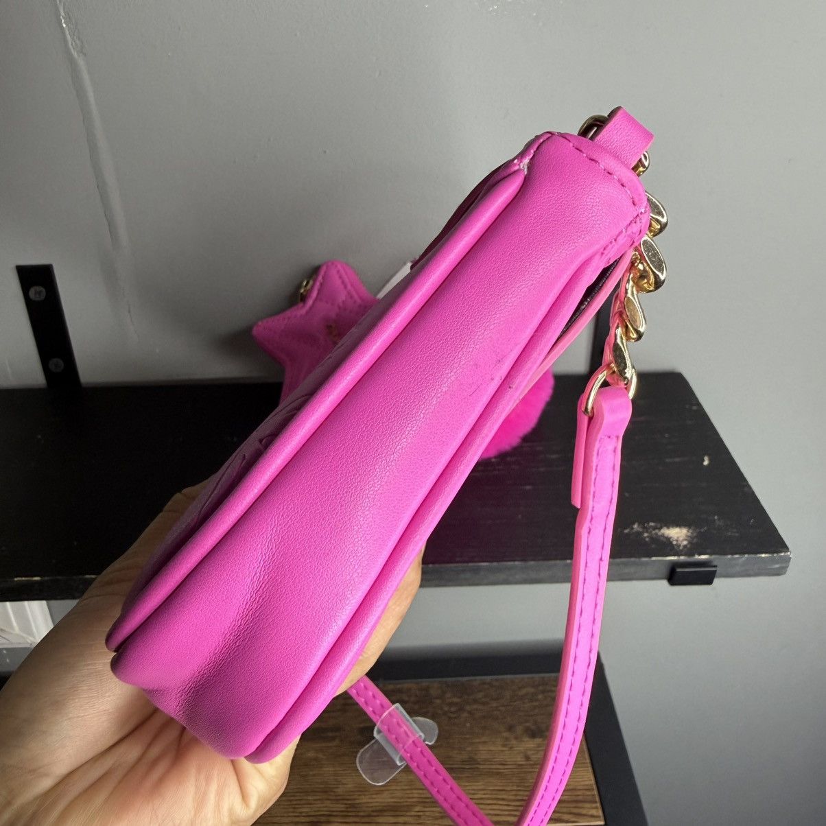Aldo ALDO Hot Pink Star Charm Crossbody Bag with Pom Pom Size ONE SIZE - 5 Thumbnail