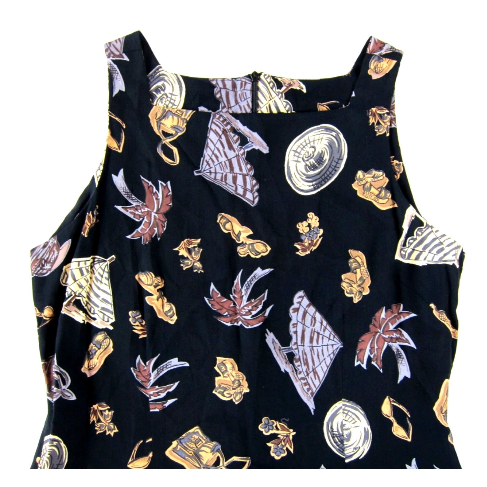 Vintage VINTAGE Laureate Dress Sun Tank Sleeveless 100% Rayon Knee Length Black Floral 90s 36" Bust Womens Size M / US 6-8 / IT 42-44 - 4 Thumbnail