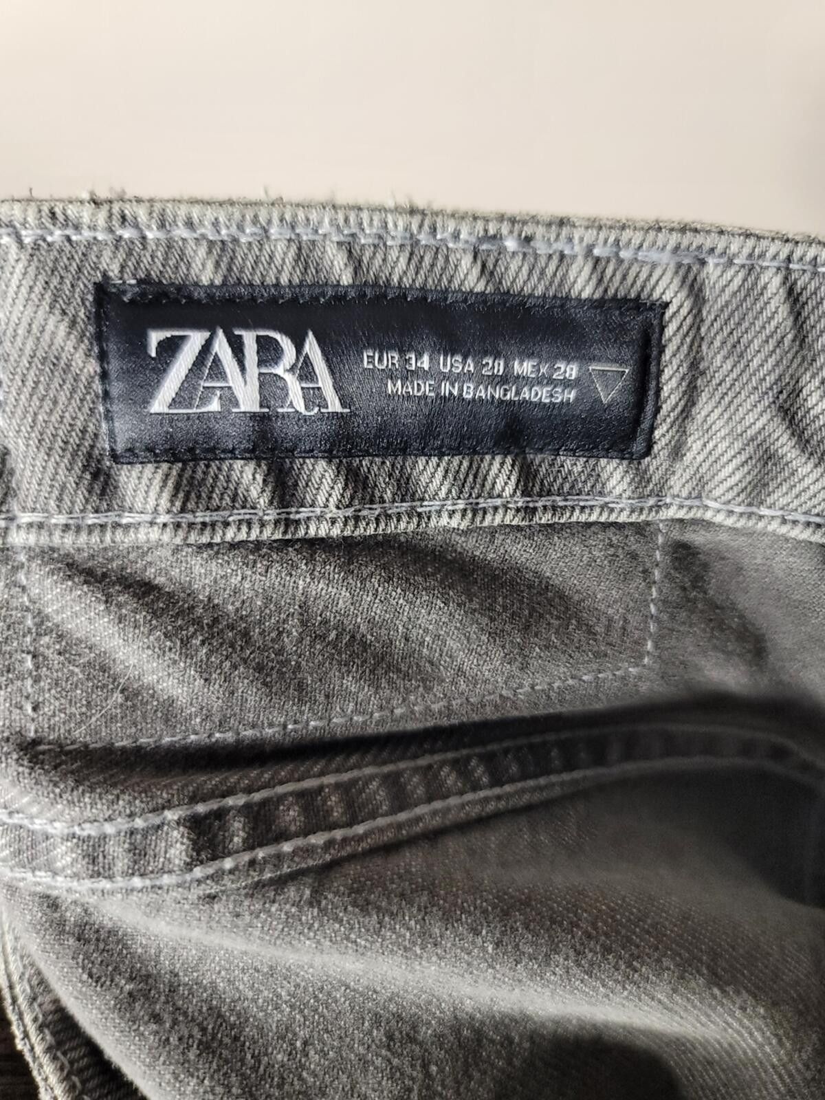 Zara Zara Y2K Gray Wide Leg Tie-Waist Jeans Streetwear Sz 28 Size 28" / US 6 / IT 42 - 3 Thumbnail