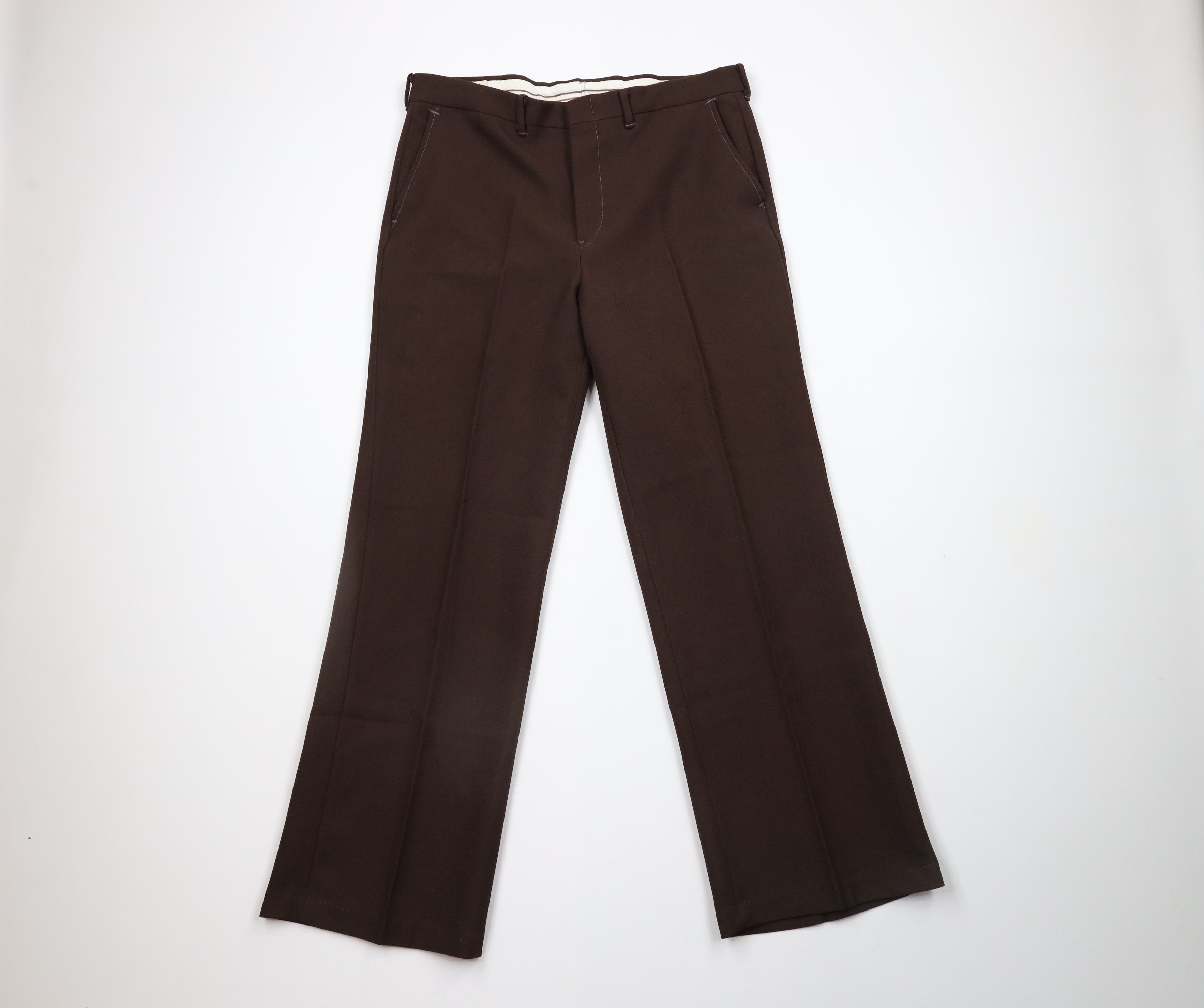 Vintage Vintage 70s Streetwear Bell Bottoms Chino Pants Brown USA Size US 34 / EU 50 - 1 Thumbnail