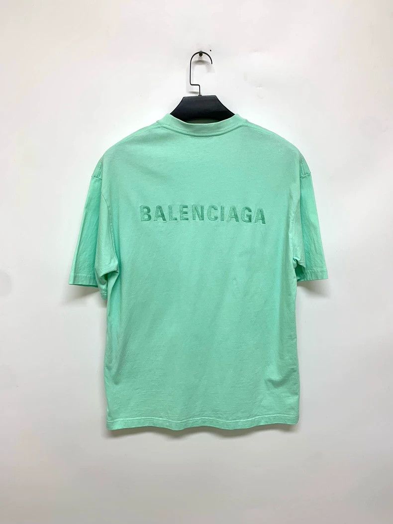 Balenciaga Balenciaga Mint Green Embroidered Short Sleeve T-Shirt, Si Size US XS / EU 42 / 0 - 8 Thumbnail