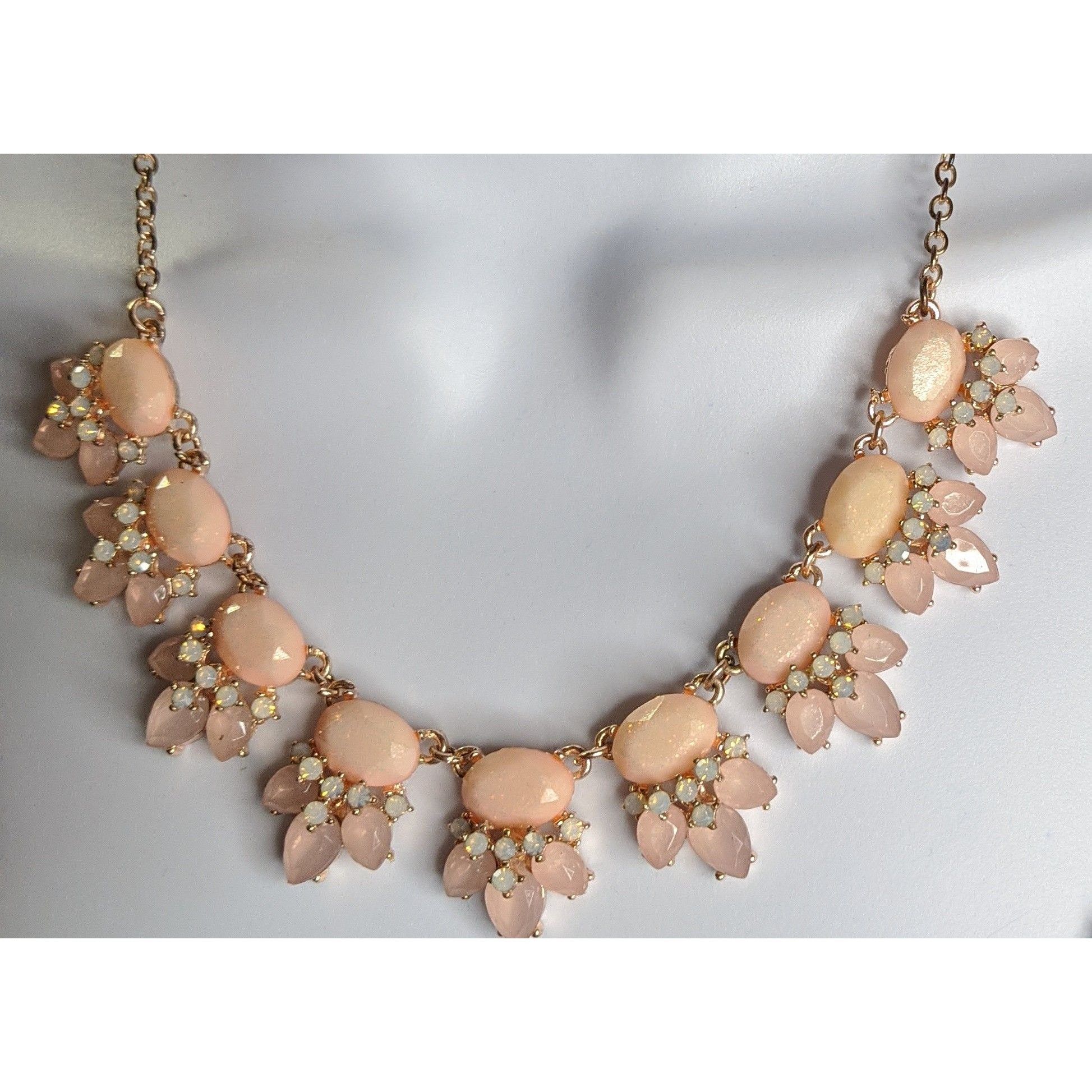 Other Elegant Rose Gold Tone Necklace With Peach & Opal Tone Gems Size ONE SIZE - 3 Thumbnail