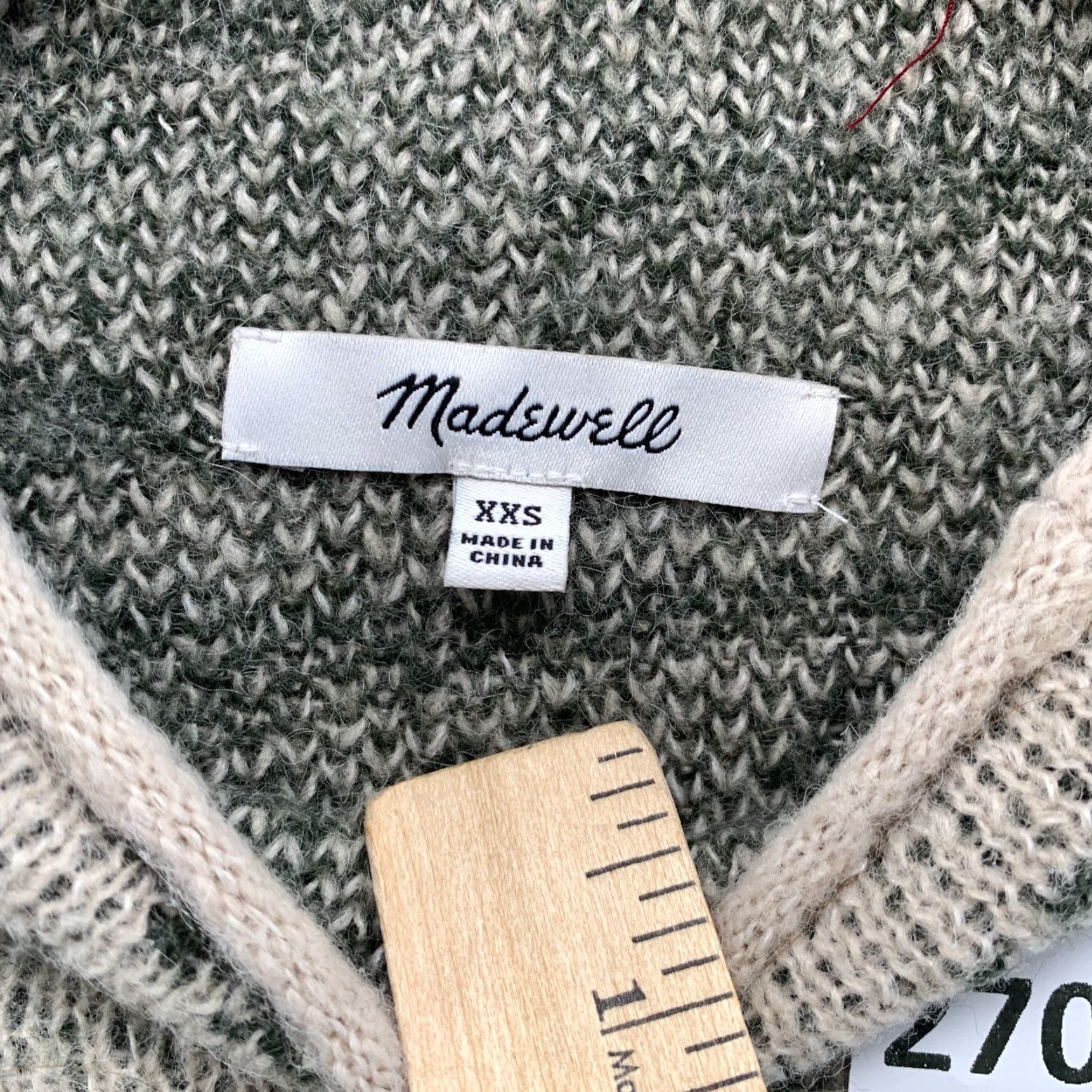 Madewell VINTAGE Madewell Alpca Blend Knit Sweater Beige Green Womens XXS Pullover 20.5x25.5 Size XXS / US 00 / IT 34 - 5 Thumbnail
