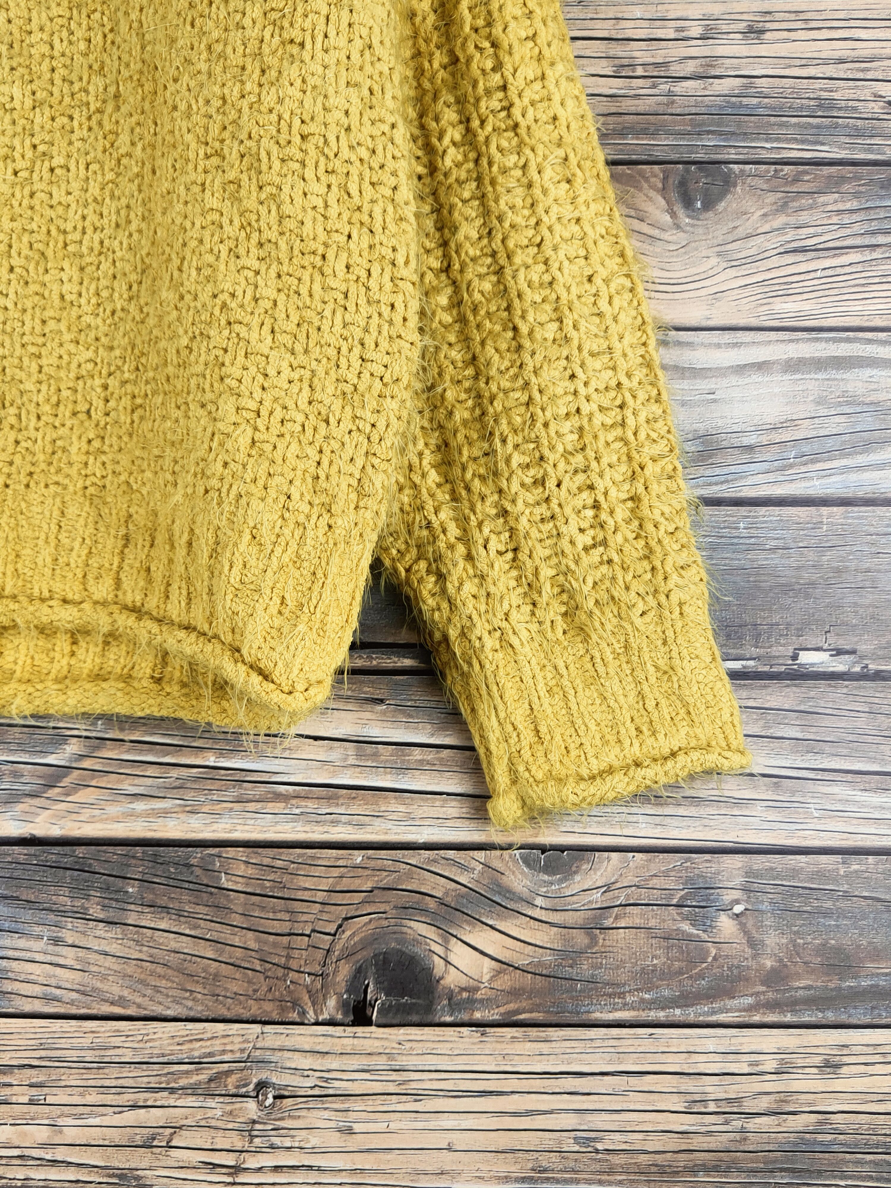 Japanese Brand DL Chez Toi Yellow Fur Mohair Knitwear #46-457 Size M / US 6-8 / IT 42-44 - 6 Thumbnail