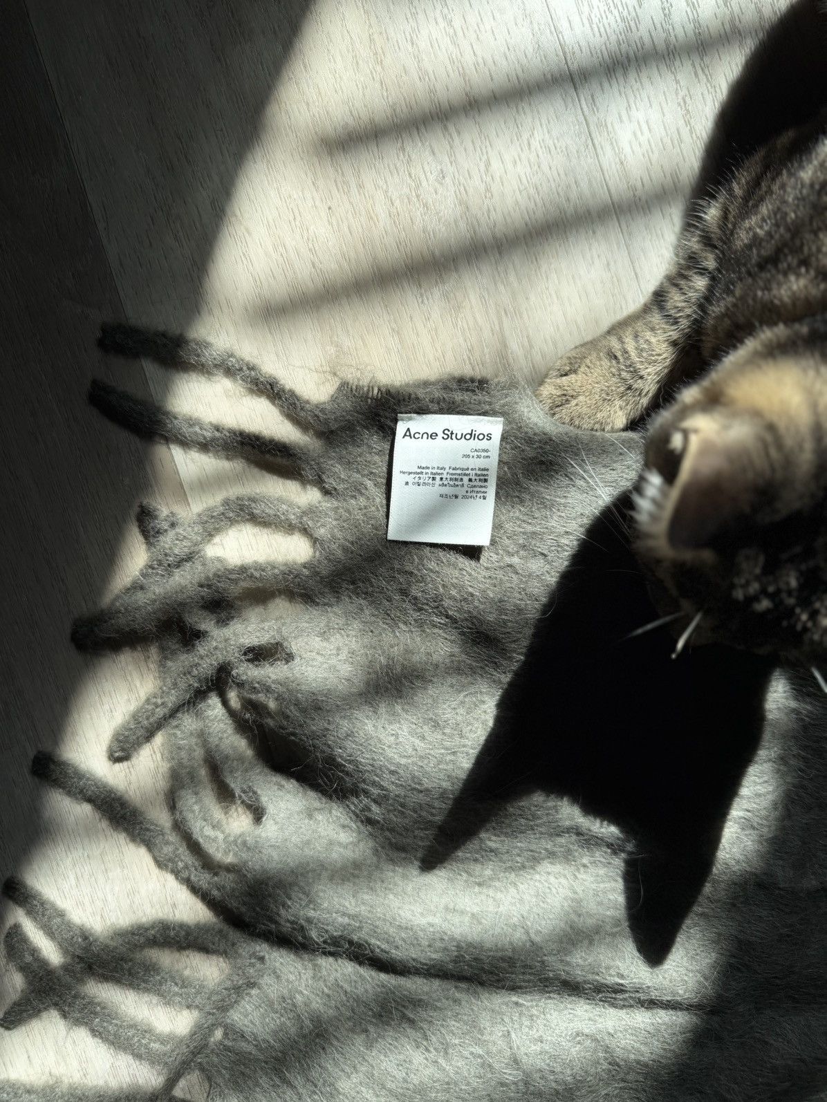 Acne Studios Acne Studios Grey Fringed Alpaca Scarf Size ONE SIZE - 3 Thumbnail