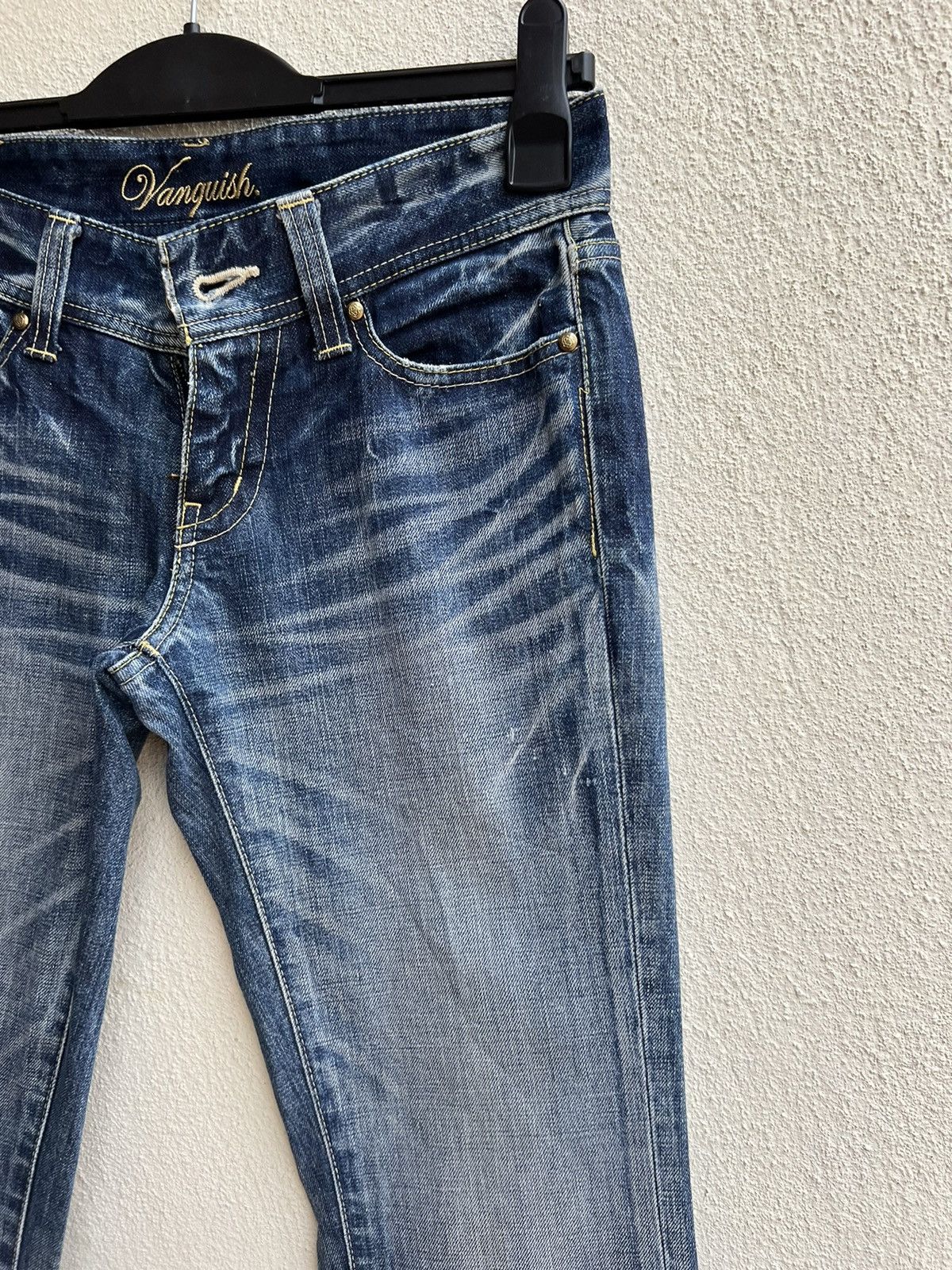 Fragment Design Vintage Vanquish Gold Fade Muddy Blue Denim Flare Jeans Size US 29 - 10 Thumbnail