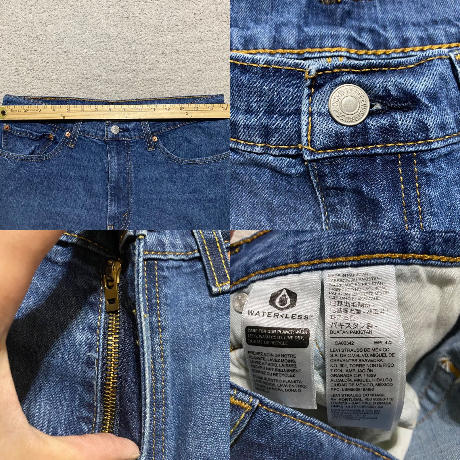 Levi's Levi's 511 Jeans Slim Straight Denim Medium Blue 34x30 Regular Mens 32-34 Waist Inseam 30 Color Blue Size US 34 / EU 50 - 8 Thumbnail