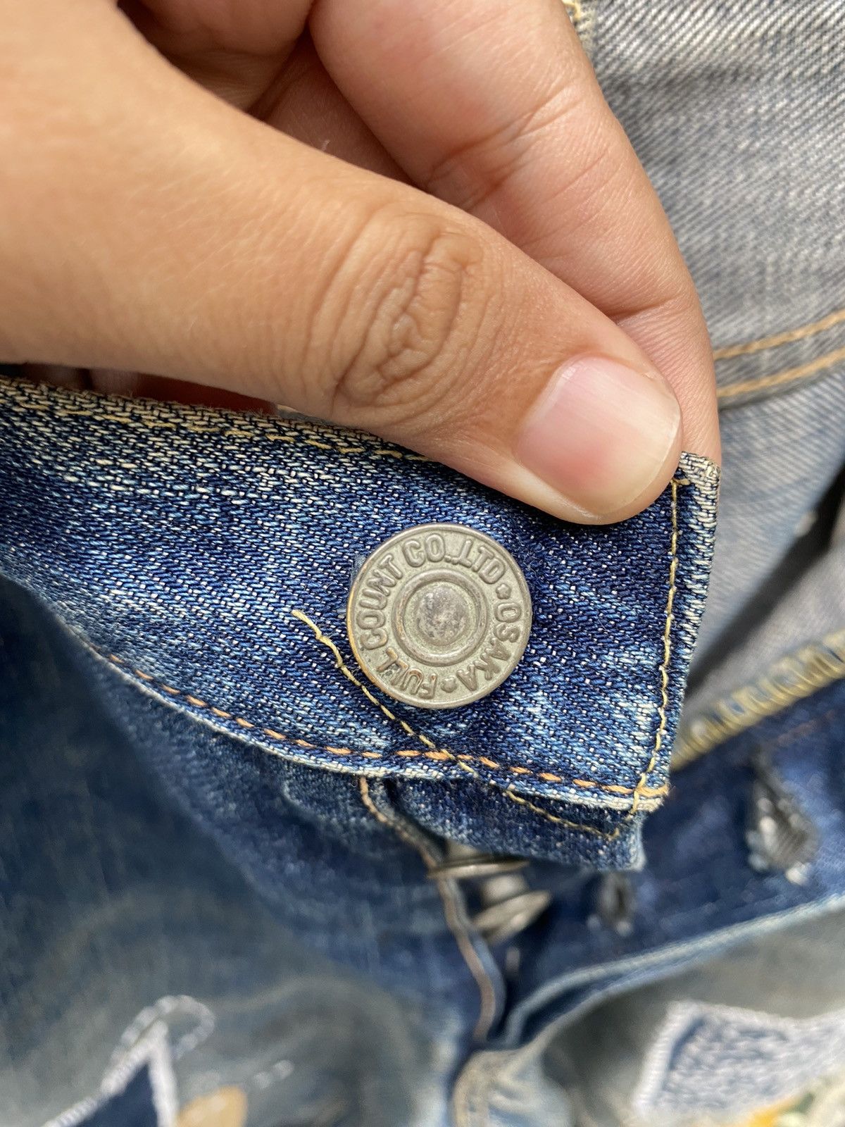 Japanese Brand Trashead Full Count Sashiko Denim Sun Faded Distressed Size US 32 / EU 48 - 7 Thumbnail