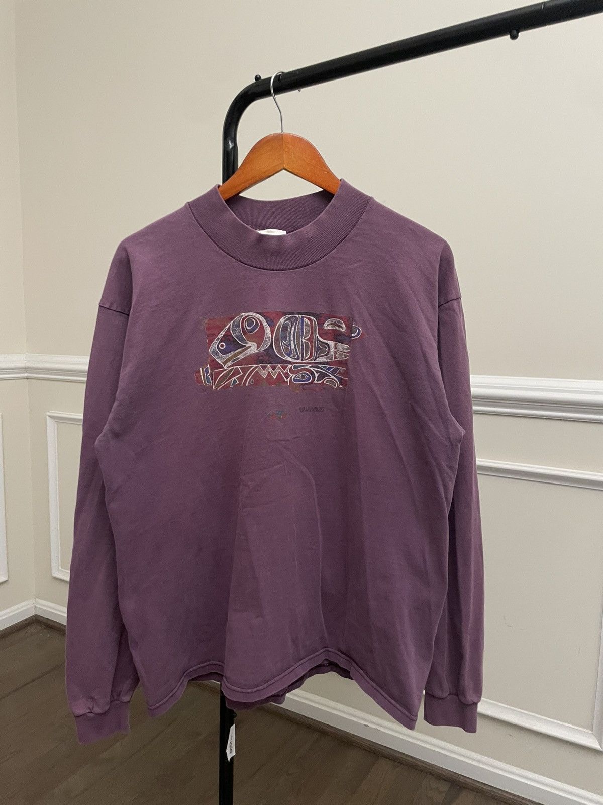 Vintage Vintage 90s Mock Neck Graphic Longsleeve Unsoundrags Hanes Size US L / EU 52-54 / 3 - 2 Thumbnail