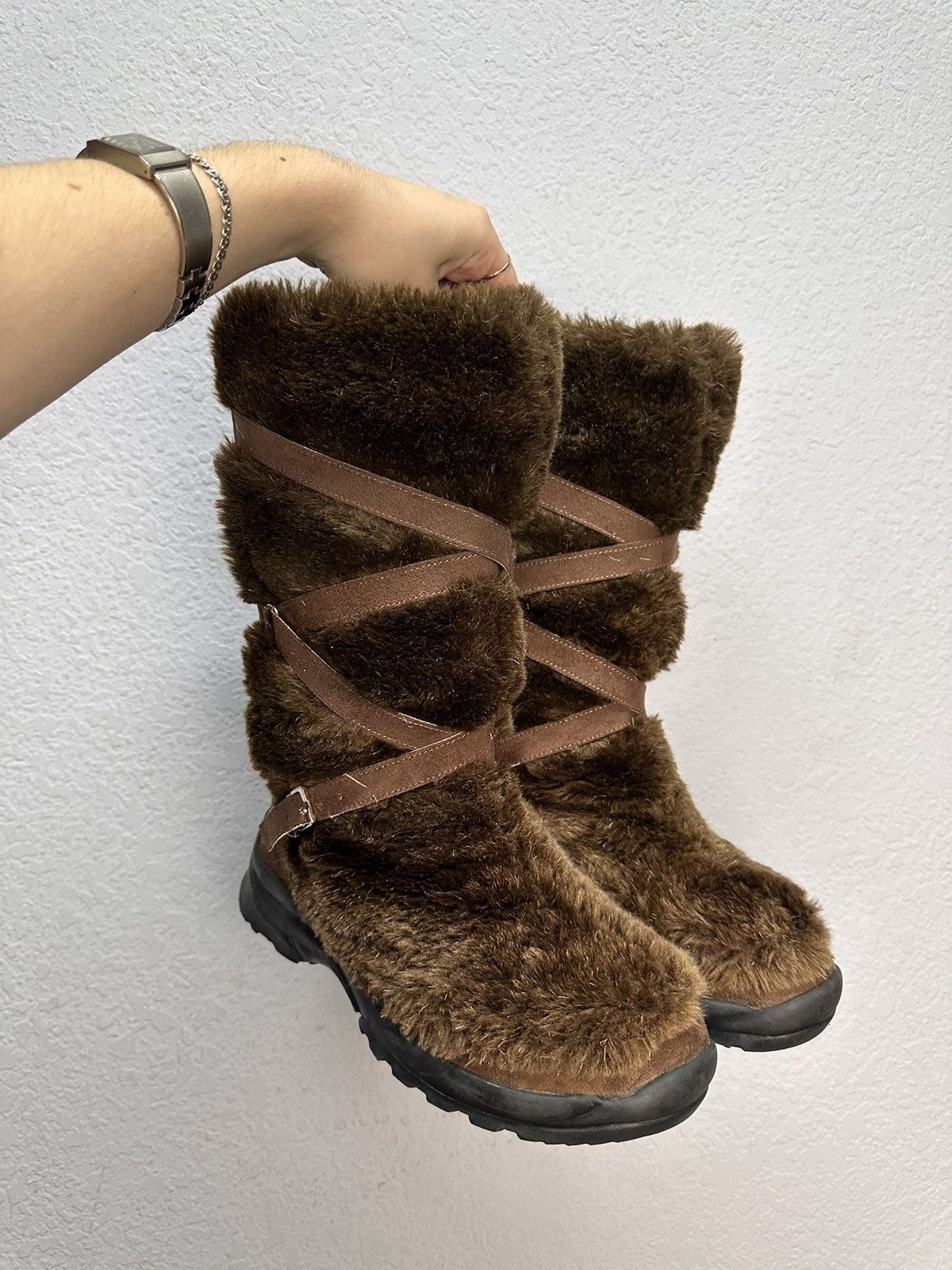 If Six Was Nine Fur Boots Bogner LGB Brown leather vintage Mohair Japan Hype Size US 8 / EU 41 - 2 Thumbnail