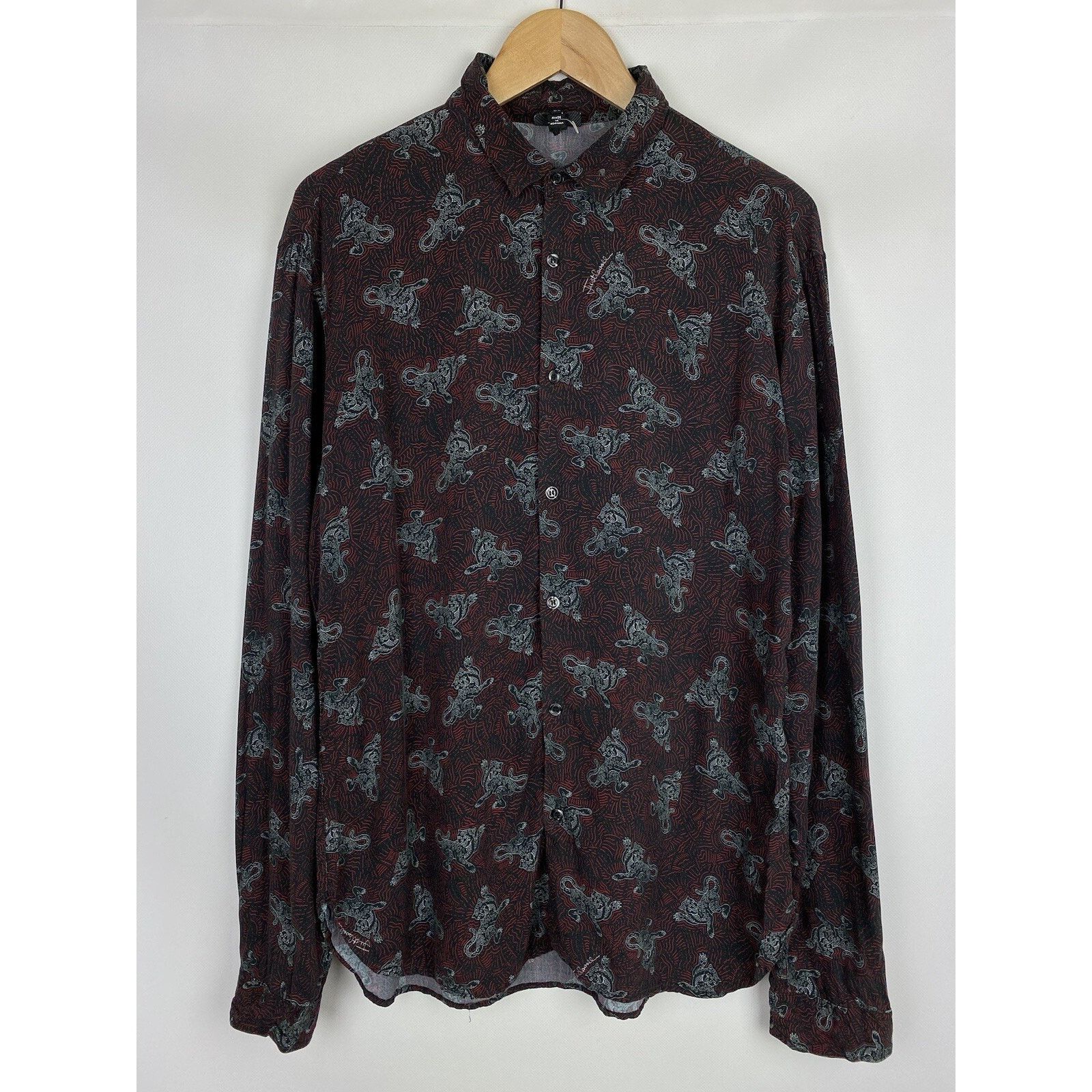 Just Cavalli Roberto Just Cavalli men’s overprinted tiger button up shirt Size US L / EU 52-54 / 3 - 1 Thumbnail