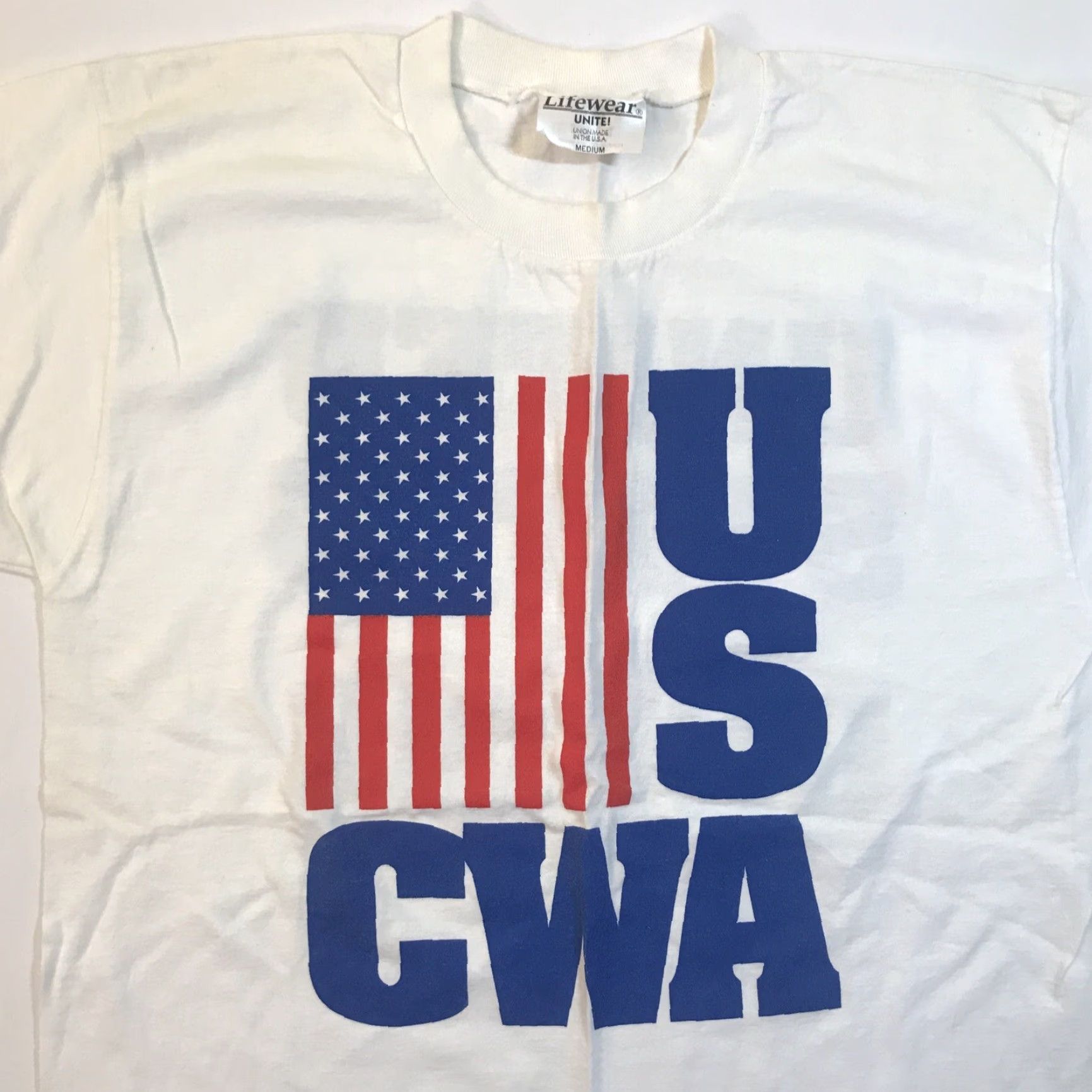 Vintage VINTAGE Lifewear USA CWA Communication Workers Of America Shirt Unisex Adult M Short Sleeve White 1990s Graphic Tee Mens Womens Size US M / EU 48-50 / 2 - 2 Thumbnail
