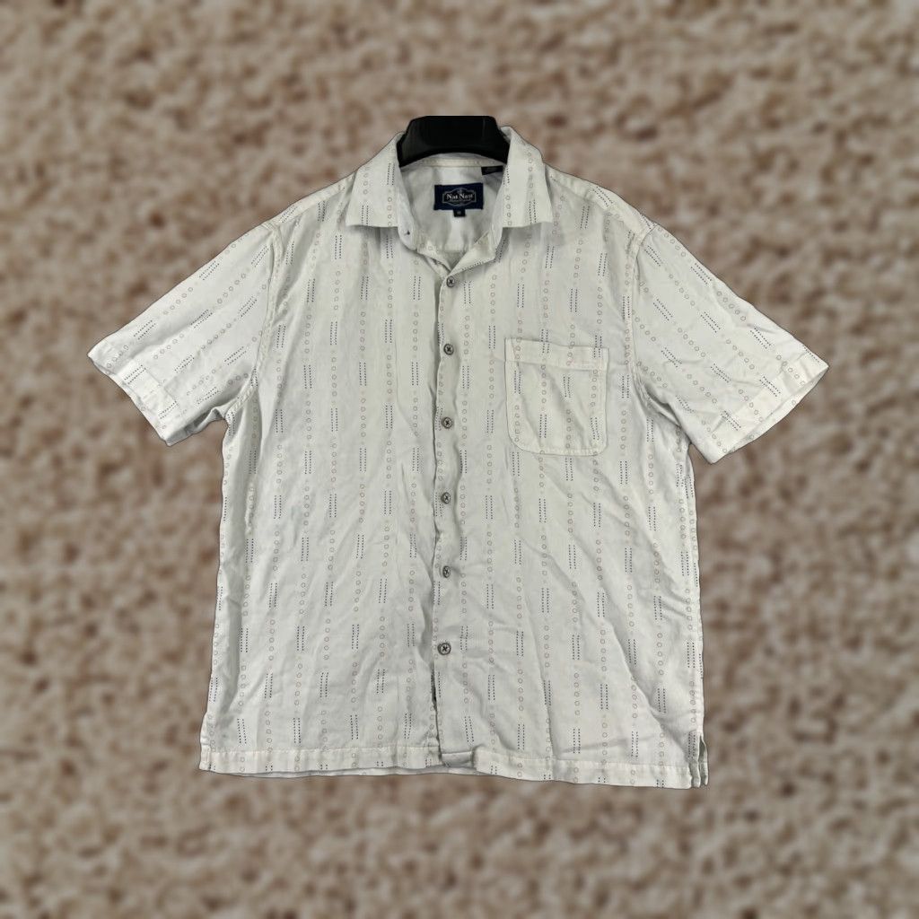 Nat Nast Nat Nast Shirt Adult Medium White Silk Blend 60s Style Button Up Pocket Size US M / EU 48-50 / 2 - 1 Thumbnail