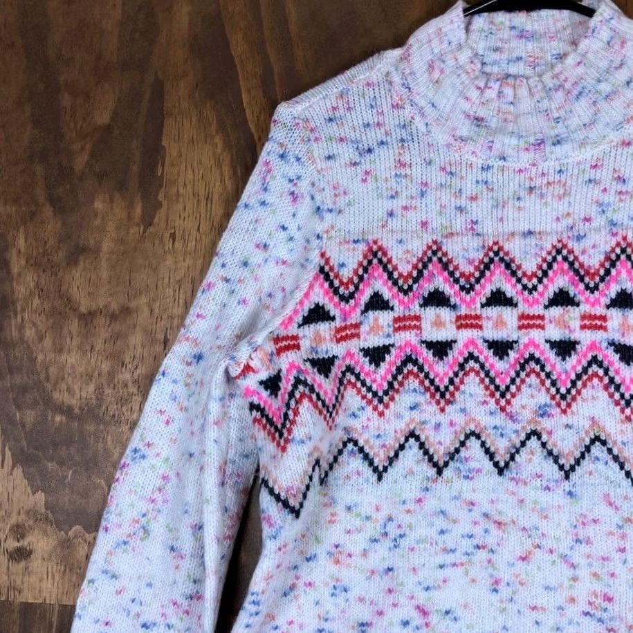 Loft LOFT Womens Sweater Multicolored Pattern Mock Neck Long Sleeve Knit Pullover Small Size S / US 4 / IT 40 - 4 Thumbnail