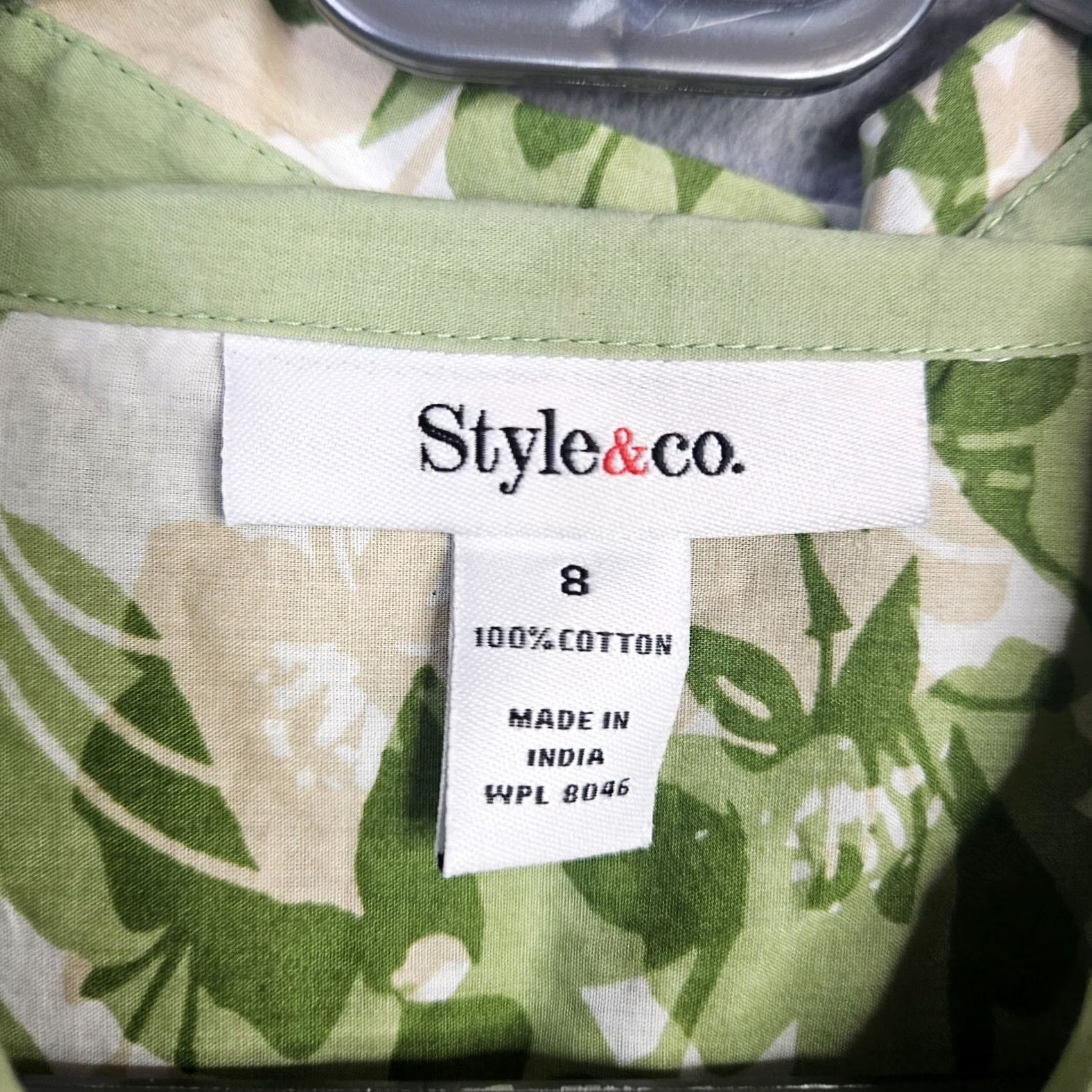 Style & Co Style&Co Women's Green Floral Printed Side Buttons Up Long Sleeve Shirt Sz 8 Size M / US 6-8 / IT 42-44 - 5 Thumbnail