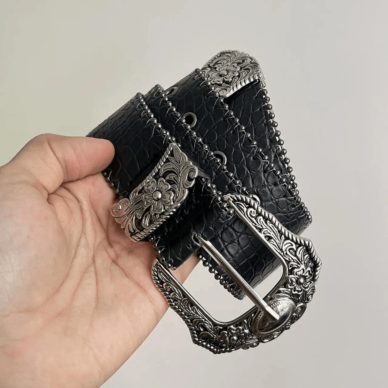 Cowboy Equipment vintage style american western silver snakeskin boho belt Size ONE SIZE - 4 Thumbnail