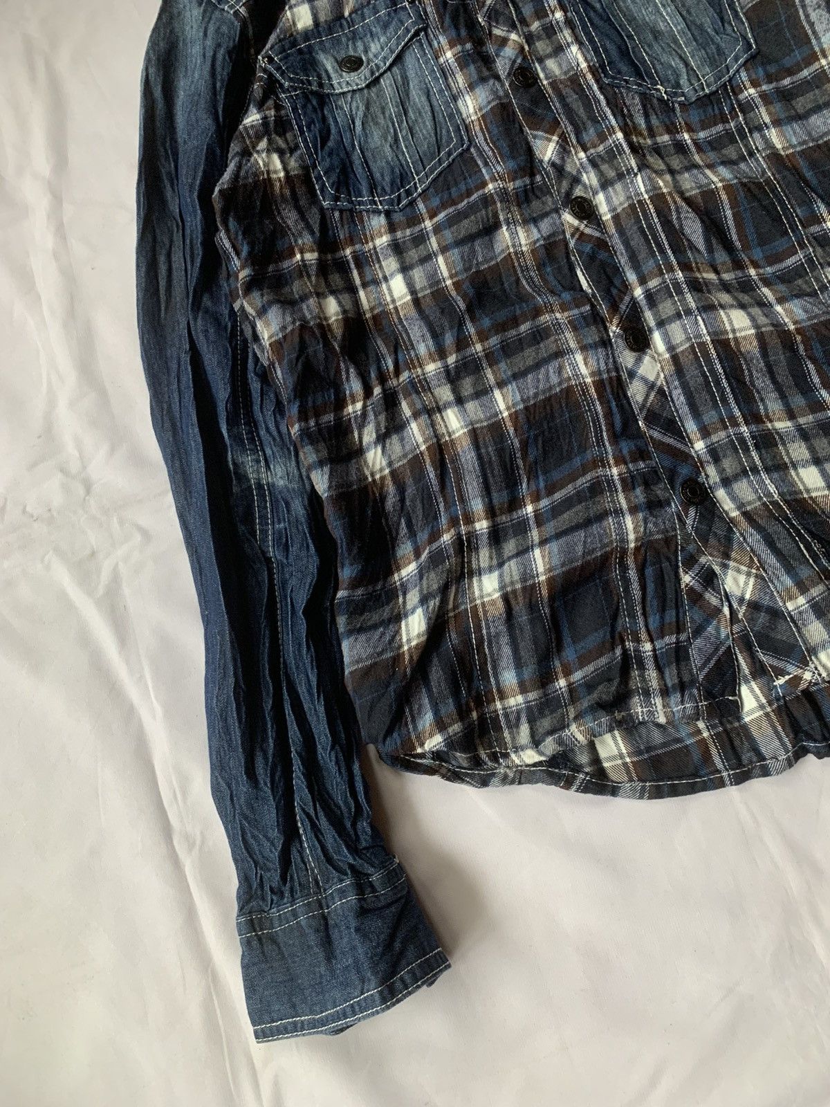 Japanese Brand IN THE ATTIC Double Layered Flannel Denim With Hoodie Shirt Size US S / EU 44-46 / 1 - 3 Thumbnail