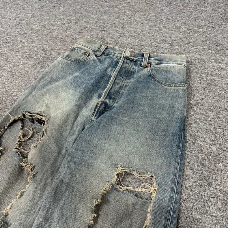 Balenciaga Balenciaga size XS Big Destroyed Plaid Lined Denim Pants Size US 27 - 4 Thumbnail