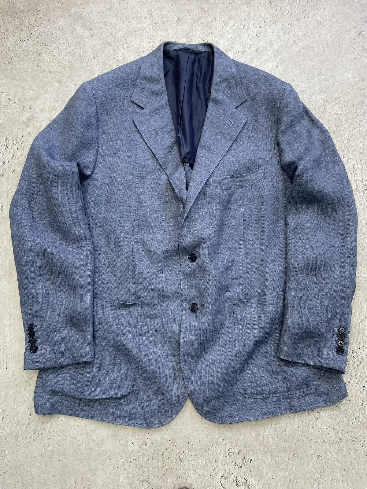 Loro Piana Loro Piana Blue Linen Blazer Jacket Made in Italy Size XL Size 50L - 1 Thumbnail