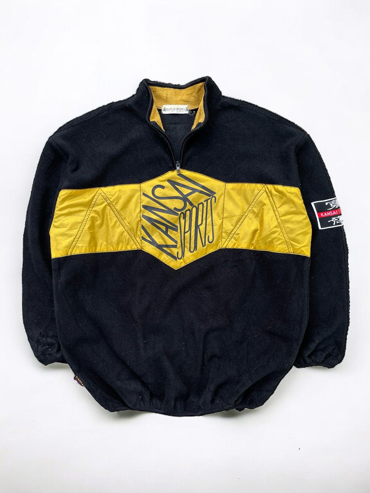 Kansai Yamamoto 🔥Vintage Kansai Sports Box Logo Fleece Sweater Half Zip Size US M / EU 48-50 / 2 - 2 Thumbnail