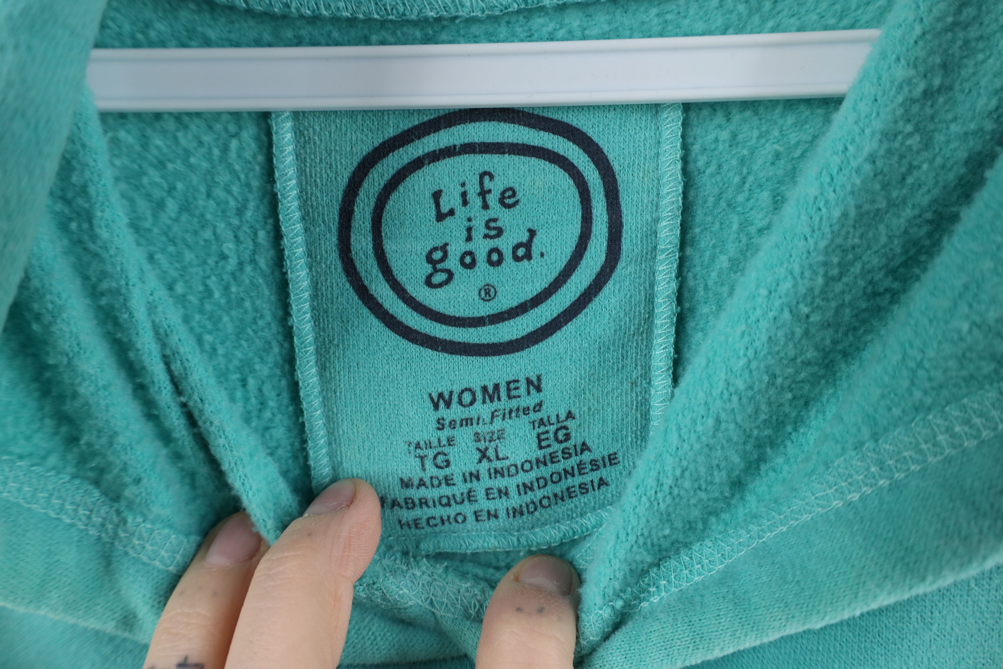 Life is Good Life Is Good Spell Out Semi Fitted Hoodie Sweatshirt Blue Size XL / US 12-14 / IT 48-50 - 5 Thumbnail