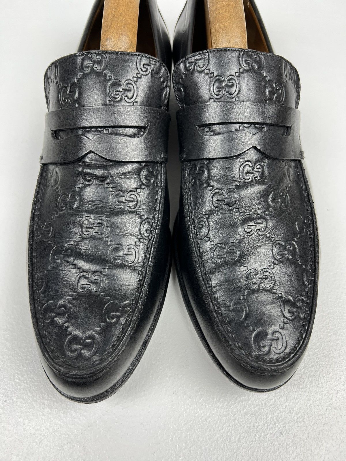 Gucci GUCCI Loafers Leather GG Monogram Canvas Embossed Logo Black Size US 7.5 / EU 40-41 - 5 Thumbnail