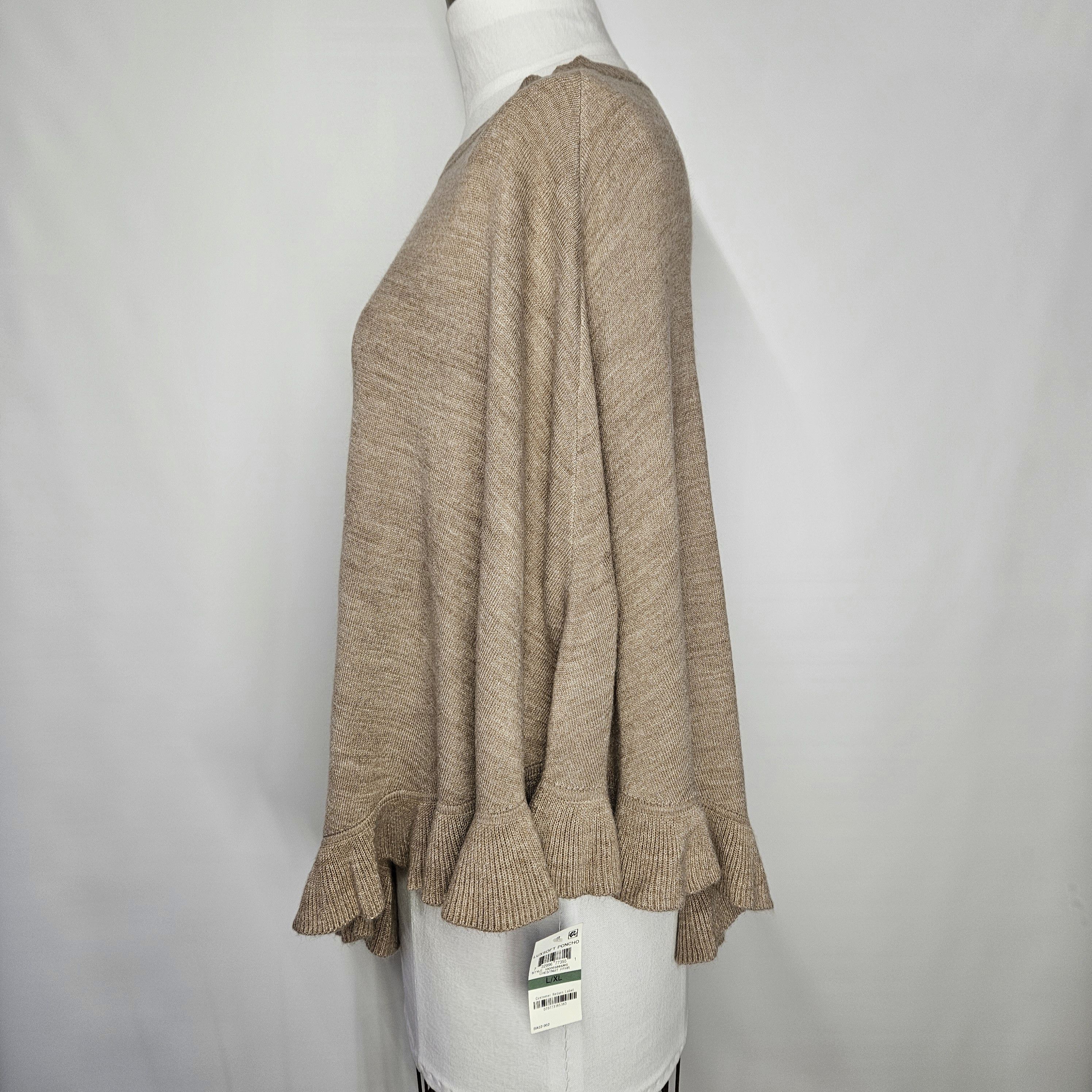Other Karen Scott Size L/XL NEW Poncho Luxsoft Luxury Cape Beige Size XL / US 12-14 / IT 48-50 - 4 Thumbnail
