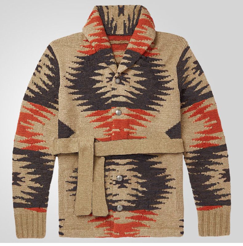 Japanese Brand Retro Heavy Jacquard Sweaters Leisure Lace-up Cardigan Size US L / EU 52-54 / 3 - 2 Thumbnail