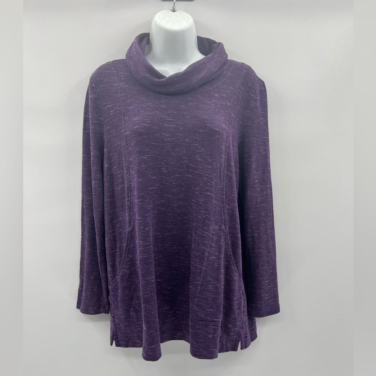 Chicos Chico's Purple Top Long Sleeve Sweatshirt Cowl Neck Size M / US 6-8 / IT 42-44 - 1 Thumbnail