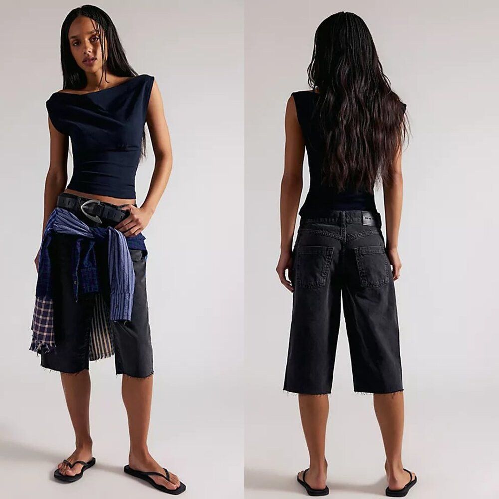 Free People NWT New Free People We The Free Relaxed Capri In Rocksteady Size 25" / US 0 / IT 36 - 1 Thumbnail